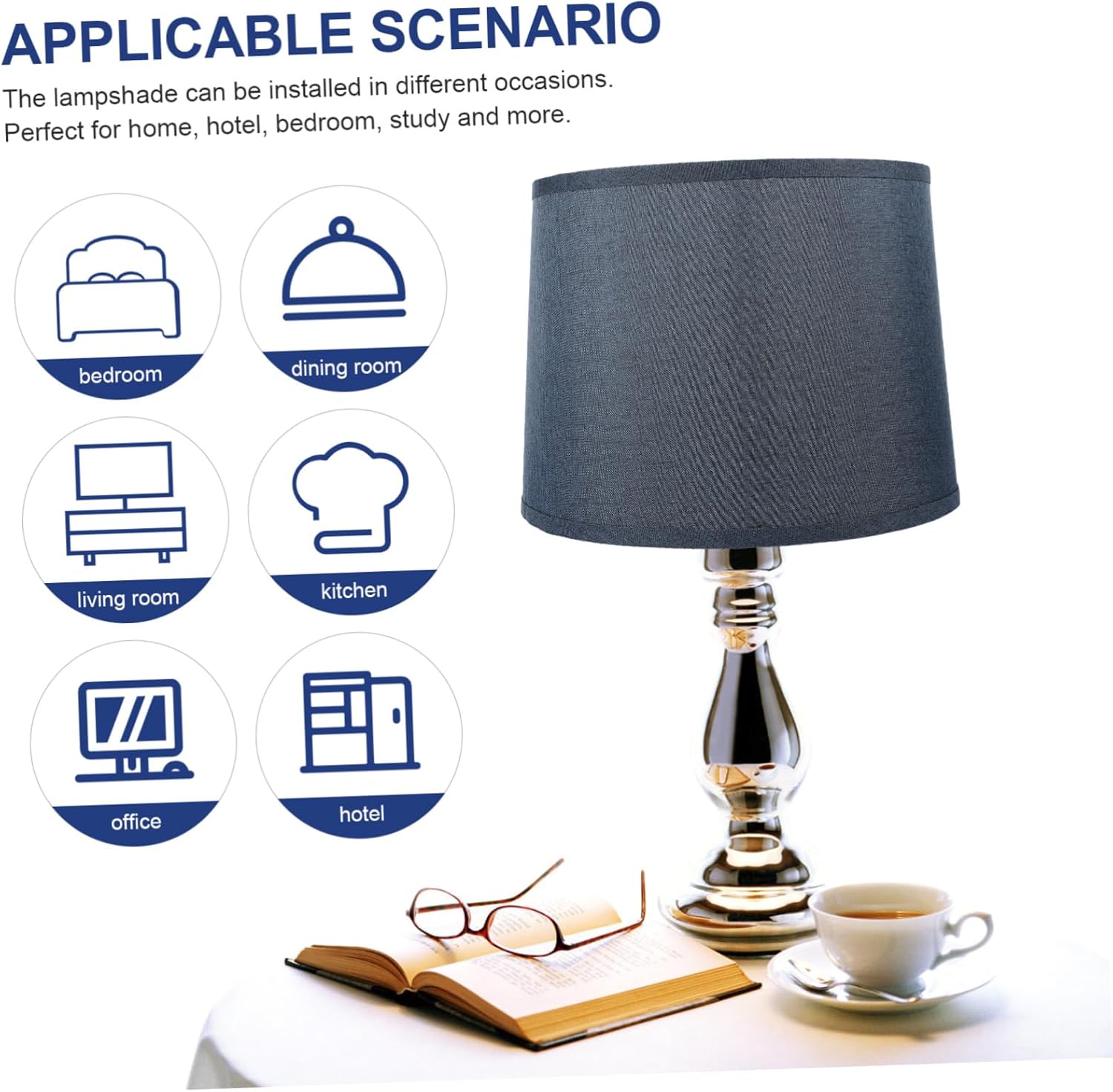 MERRYHAPY Pantalla de lámpara de lino, pantalla de pie, accesorios de mesa, pantalla rústica, pantalla de luz de piso, pantalla de lámpara simple,