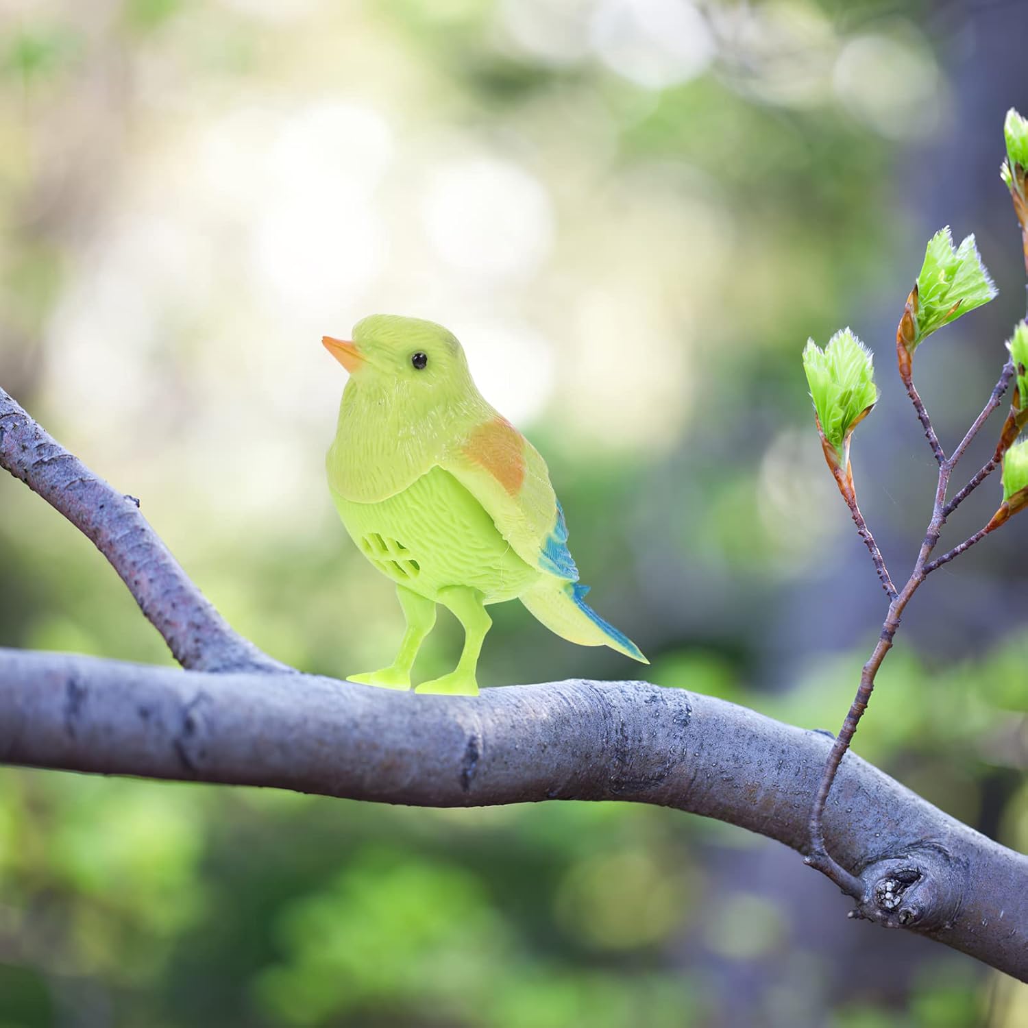 TOYANDONA Juguete de pájaro de canto con sensor de movimiento, pájaro colorido gorrión, juguete de simulación de pájaro de canto real, movimiento de
