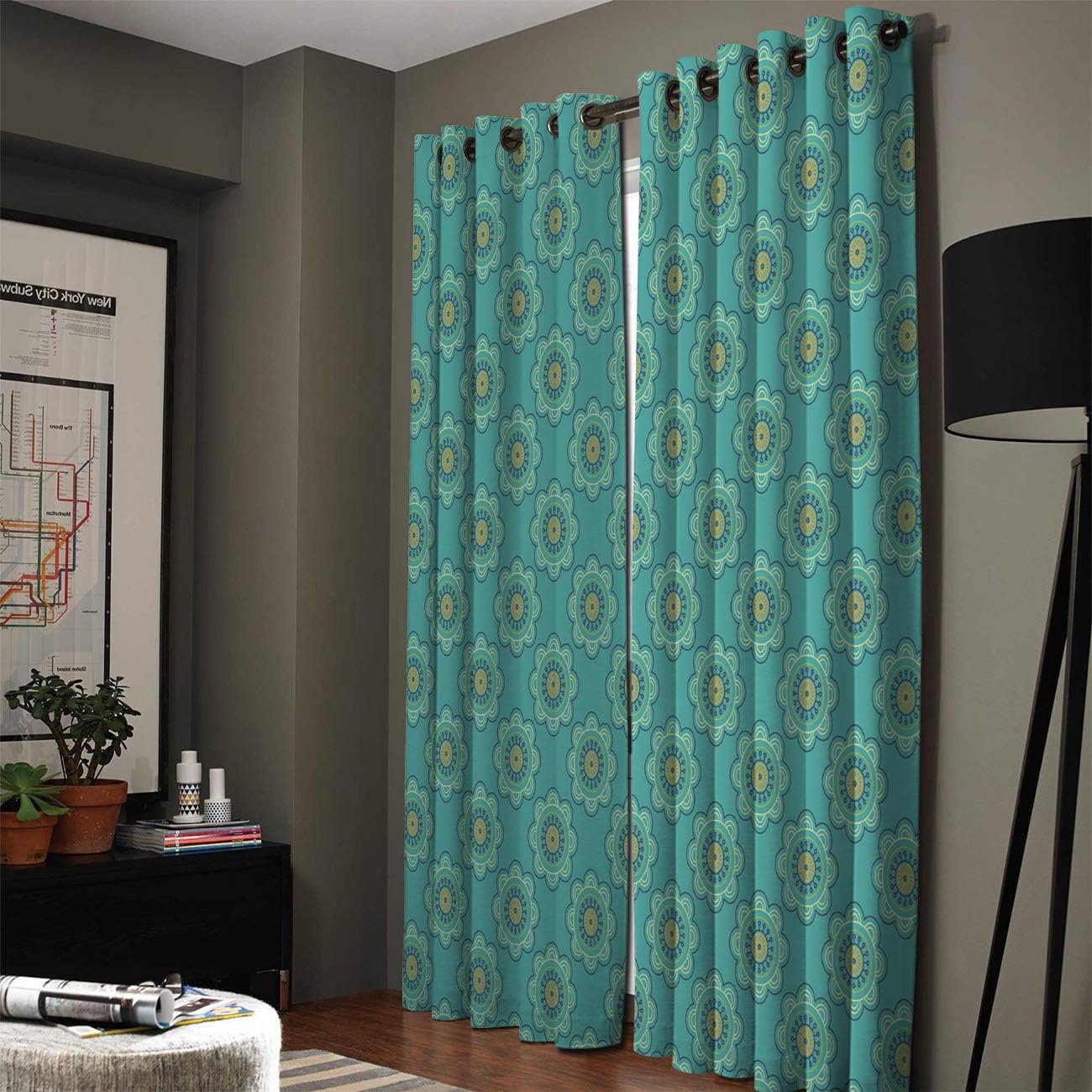 Cortinas opacas térmicas con diseño floral y ojales de metal, cortina elegante para habitación o sala de estar, 52 x 72 pulgadas, 2 paneles