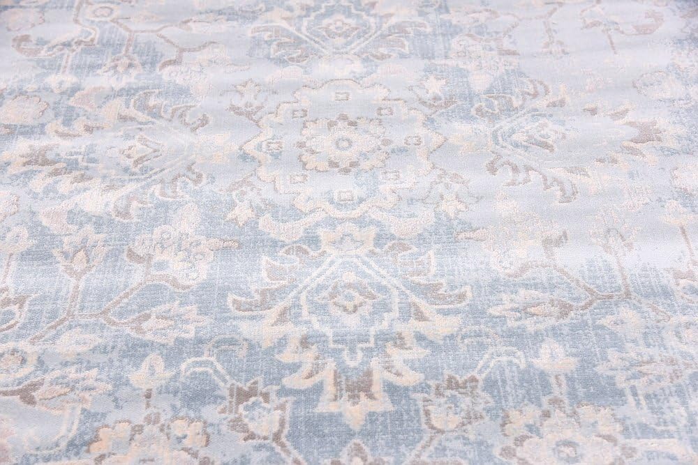 Unique Loom Paris Collection – Alfombra tradicional envejecida en tonos pastel azul claro (5 pies x 8 pies)