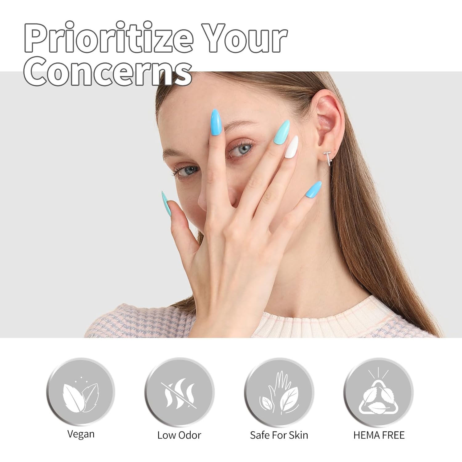 CANNI Juego de 2 esmaltes de uñas de gel sin hema, capa superior de gel sin hema, no se limpia, capa superior brillante y de larga duración, juego