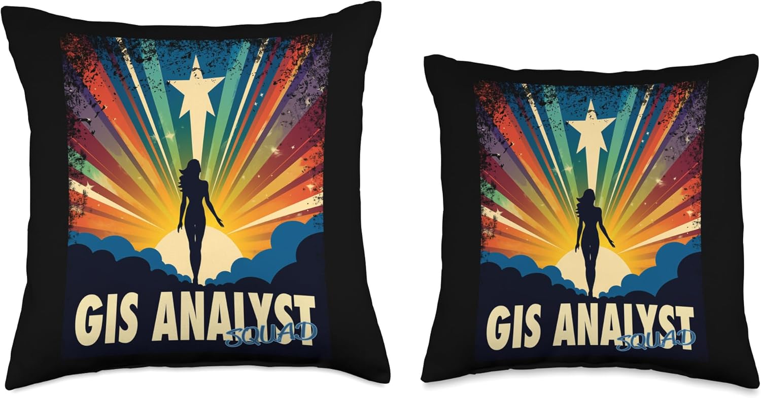 GIS ANALYST Gifts GIS Analyst Funny Female Hero Job Women Throw Pillow, 16×16, Multicolor