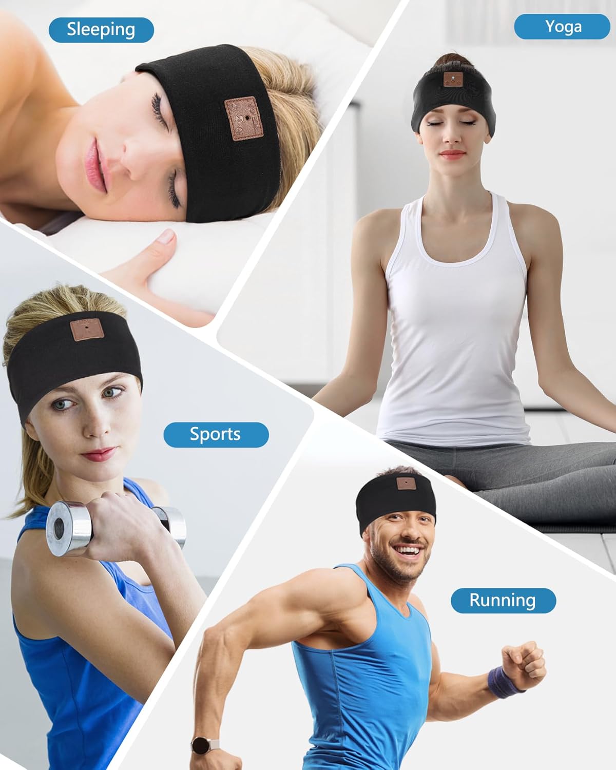 2 auriculares para dormir, auriculares deportivos Bluetooth con altavoces delgados, tapones para los oídos para dormir, entrenar, trotar, yoga,
