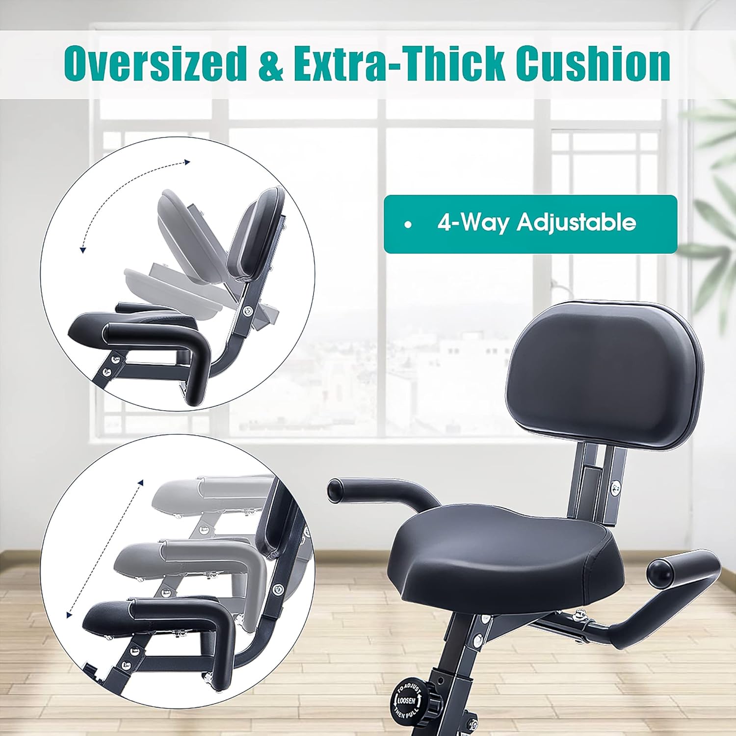 Bicicleta estática plegable para el hogar, bicicleta estática reclinada 3 en 1 para adultos, bicicleta de ciclismo interior, posición vertical de