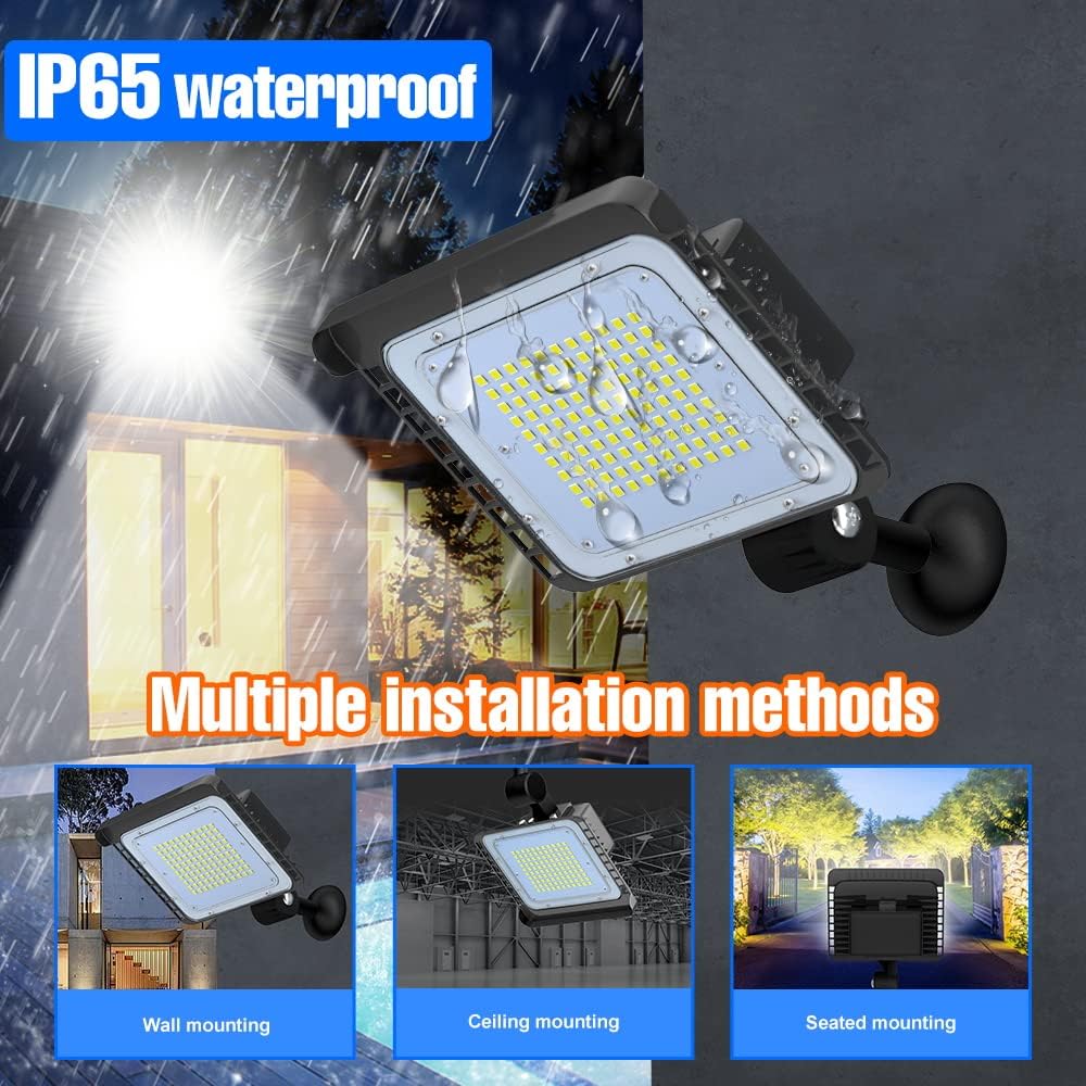 Paquete de 2 luces LED de inundación para exteriores, 50 W, sensor de fotocélula del atardecer al amanecer, 5000 K, luz diurna, 7528 lm, iluminación