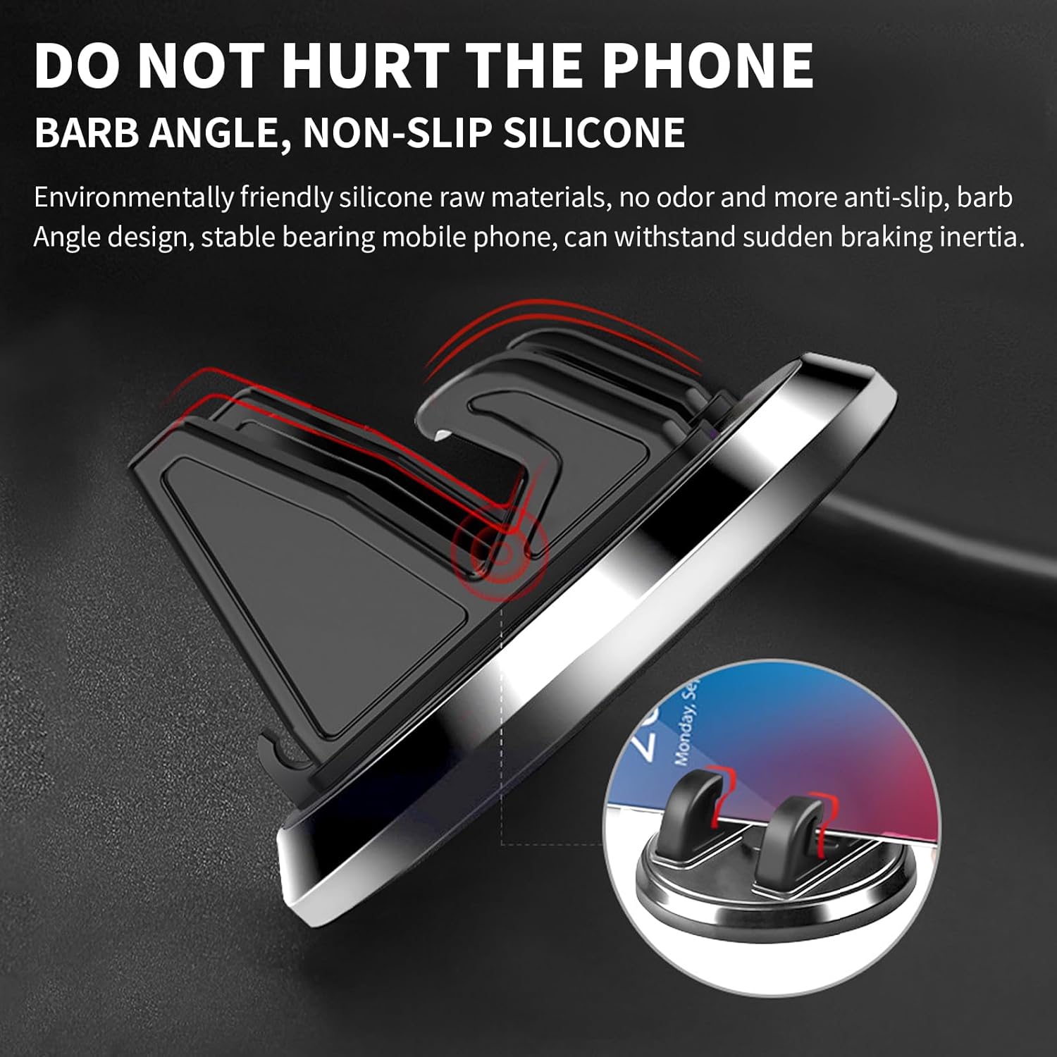 1 soporte para teléfono móvil para tablero de automóvil, giratorio de 360, triangular, estable, antideslizante, base de navegación, accesorios de