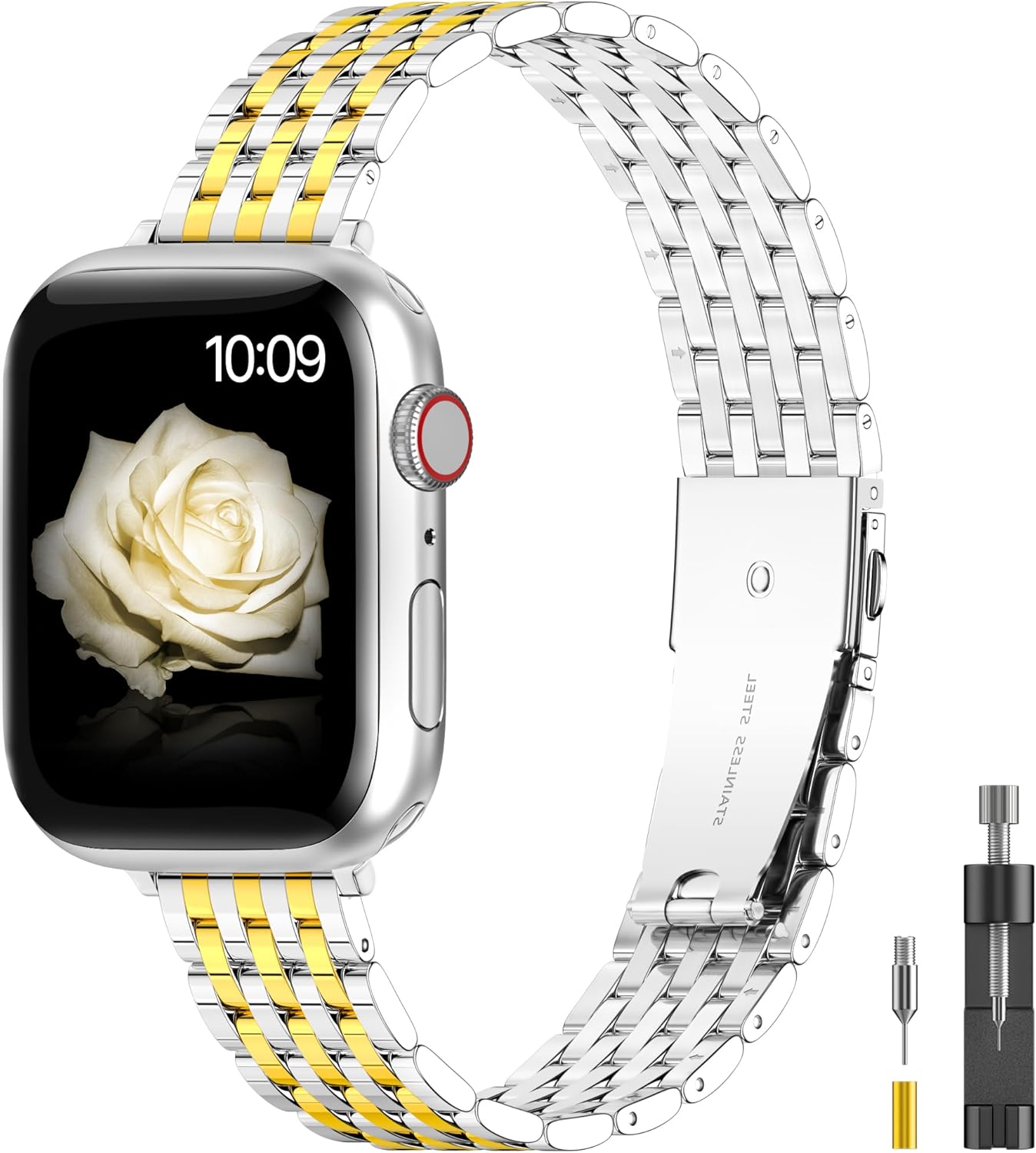 Correa de reloj Apple Watch de 1.496 pulgadas, 1.575 pulgadas, 1.614 pulgadas, 1.654 pulgadas, 1.732 pulgadas, 1.772 pulgadas, Series 9, 8, 7, 6, 5,