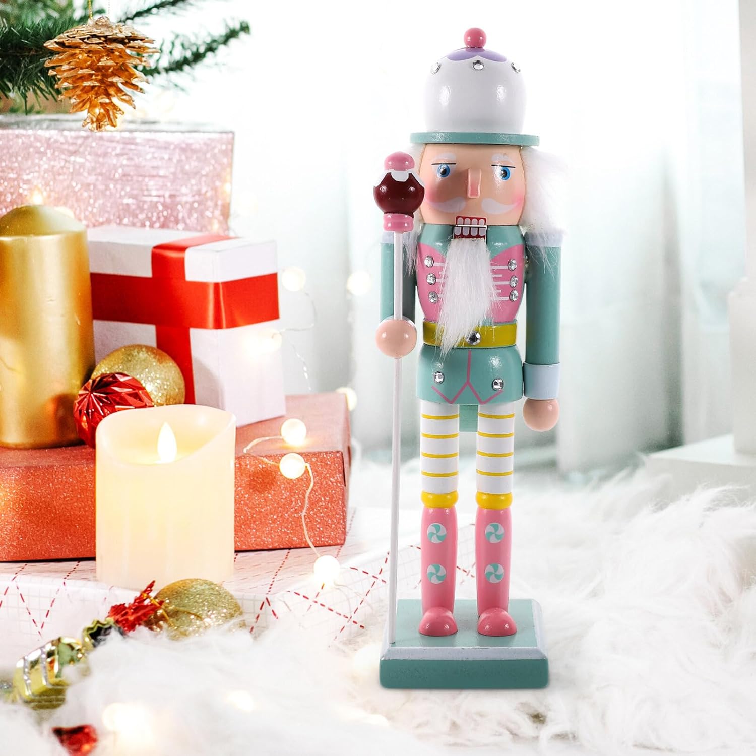 IMIKEYA Figuras de cascanueces de Navidad Cascanueces de madera de Navidad, adorno de cascanueces de Navidad, soldado, decoraciones de Navidad,