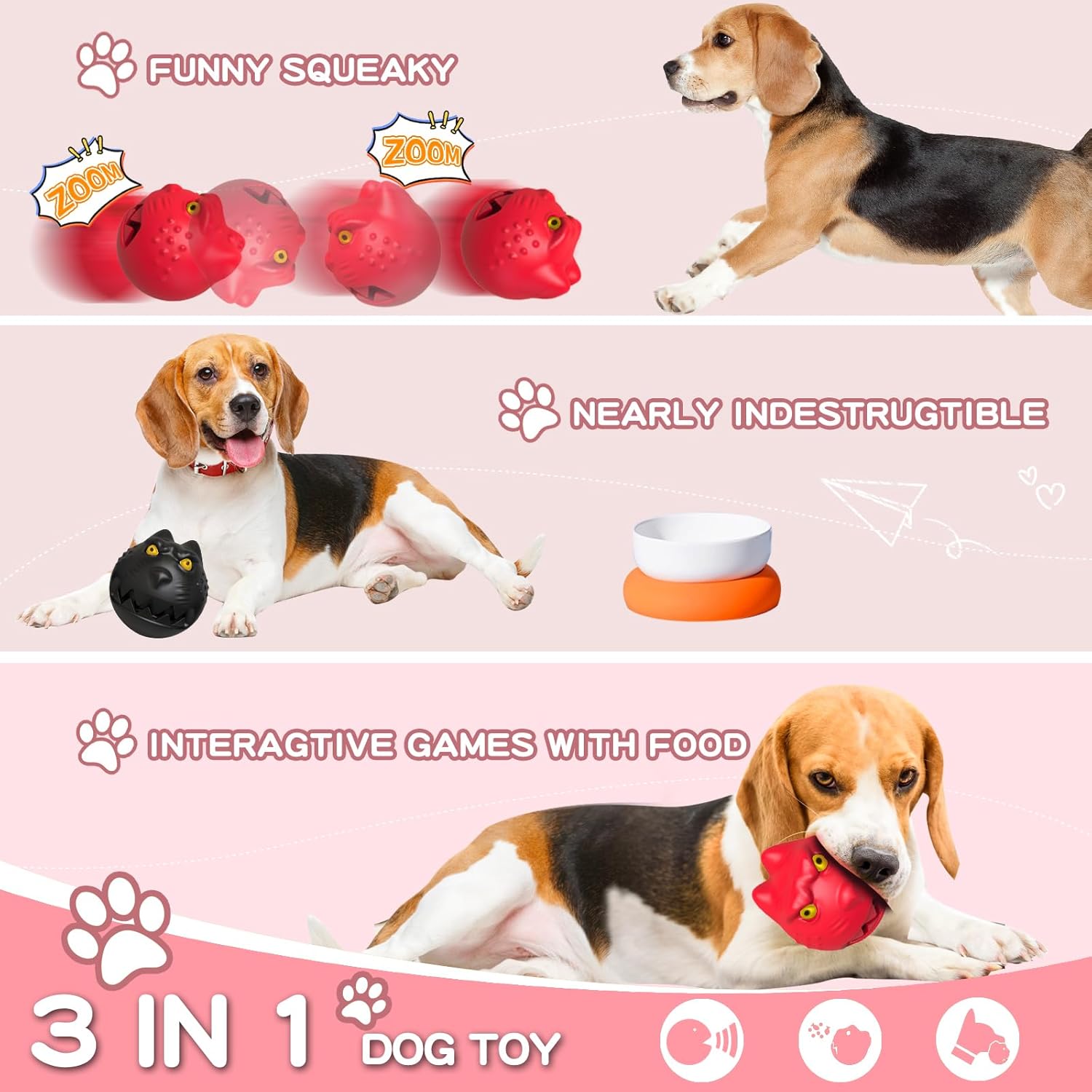 bobosogo Juguetes para perros para masticadores agresivos, juguetes chirriantes para perros para razas grandes, juguetes masticables interactivos e