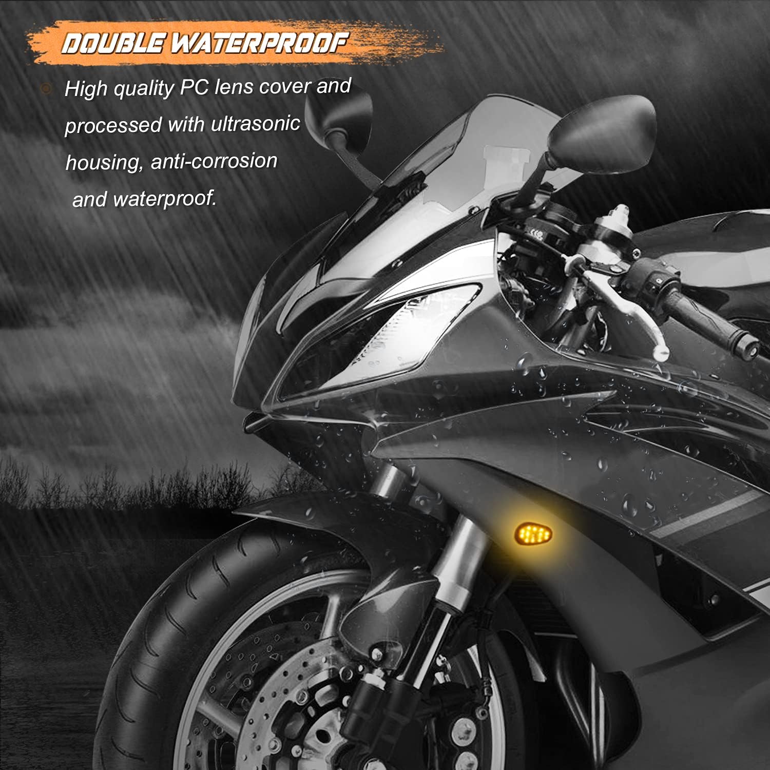 NTHREEAUTO Luz intermitente LED de montaje empotrado ahumada compatible con Yamaha YZF R1 R6 R6S, indicadores universales de motocicleta de 12 V