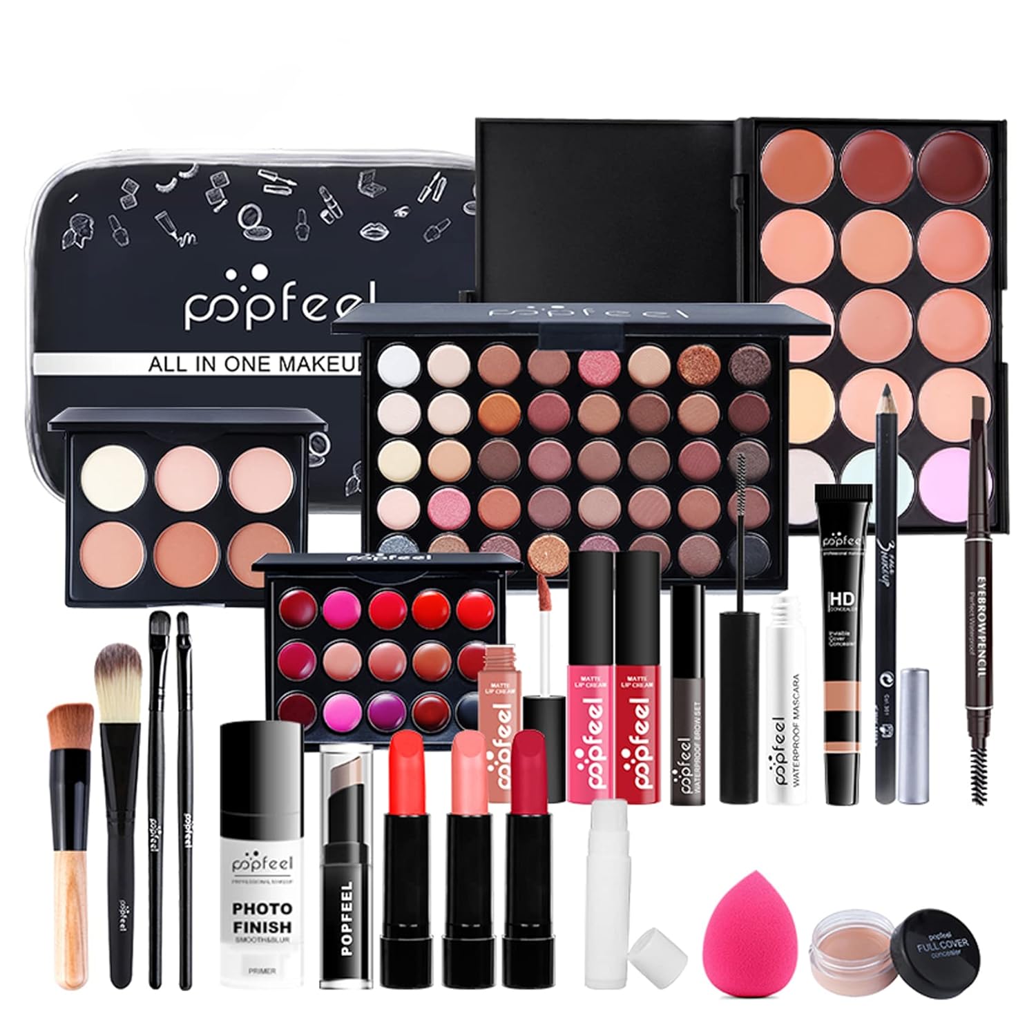 Juego de maquillaje profesional todo en uno para principiantes, regalo cosmético para niñas, incluye juego de brochas de maquillaje, paleta de