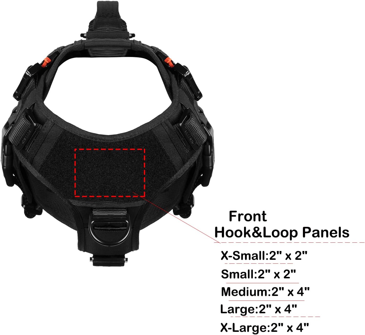 ICEFANG – Arnés táctico para perro con 6 hebillas, chaleco con sistema molle con asa para perro, 34 del cuerpo, panel con velcro para parche de