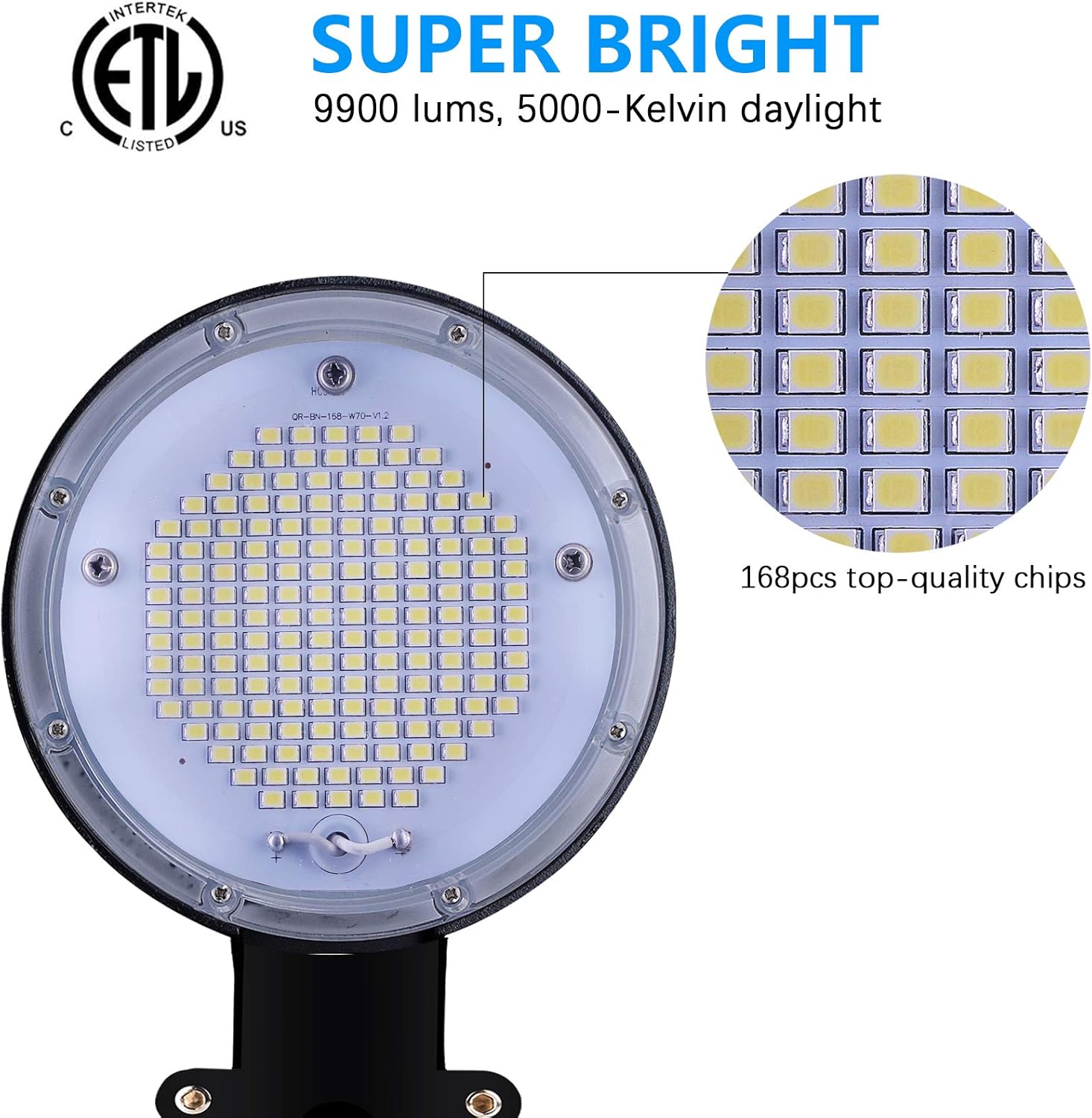 Luz LED de granero de 70 W  Iluminación LED para exteriores del atardecer al amanecer, luz de seguridad súper brillante de 9900LM para patio
