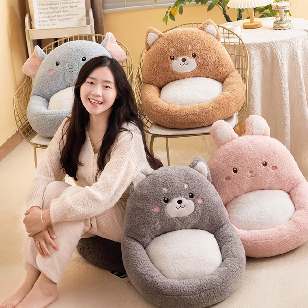 Cojines Kawaii para silla de interiores, cómodos cojines de felpa con respaldo, cojín antideslizante para silla de oficina, cojín tatami para silla