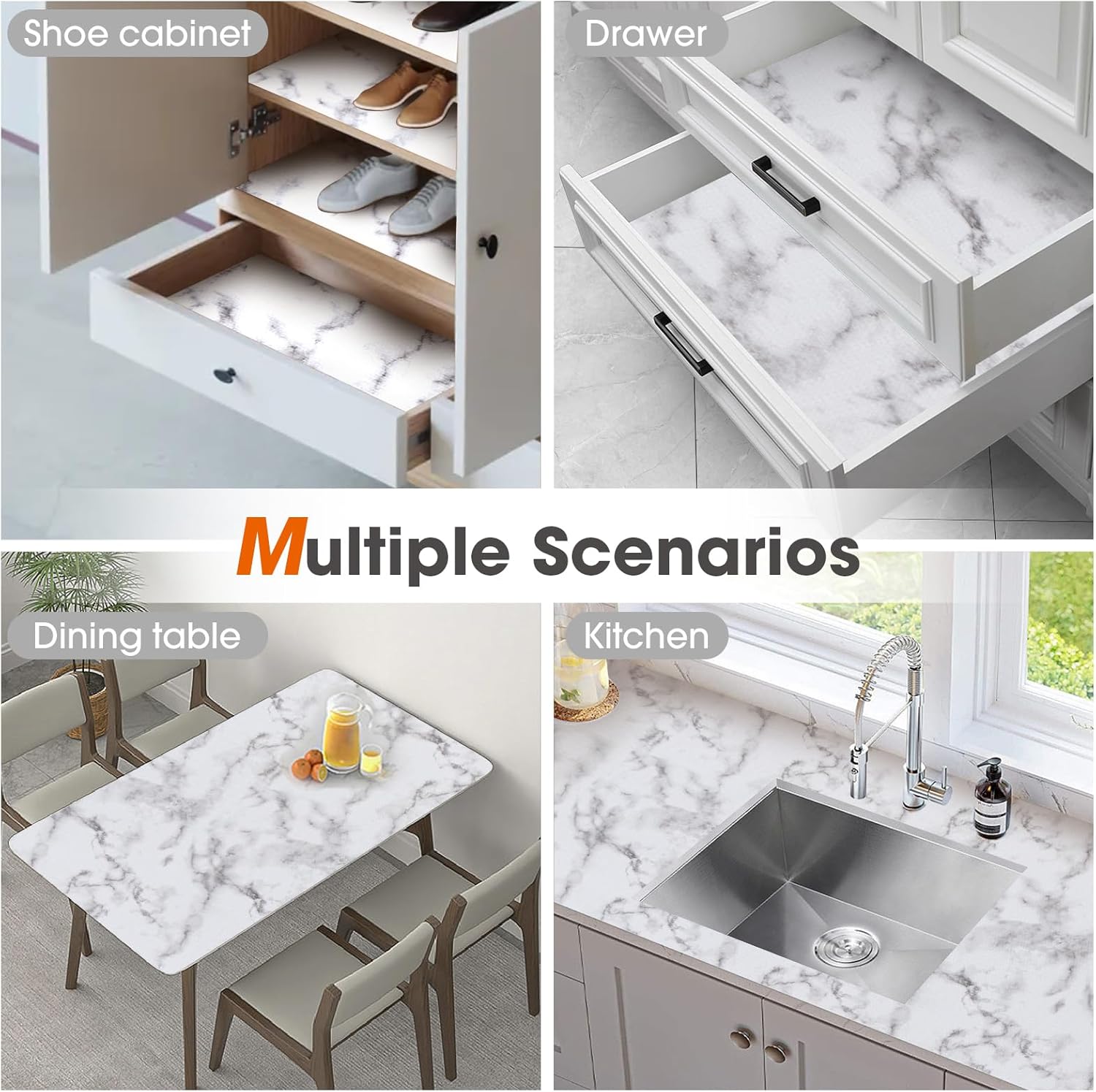 Revestimiento de estante y cajón para gabinete de cocina, no adhesivo, lavable, reutilizable, fácil de limpiar, forro de agarre fuerte para