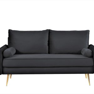 US Pride Furniture Kent Lujoso sofá biplaza de terciopelo europeo, muebles de sala de estar contemporáneos con patas cónicas, estilo vintage US Pride Furniture Kent Lujoso sofá biplaza de terciopelo europeo, muebles de sala de estar contemporáneos con patas cónicas, estilo vintage