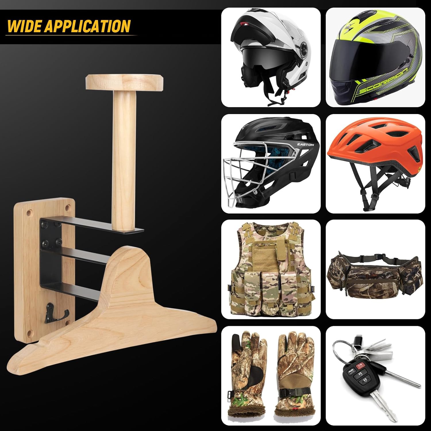 CuffUp Soporte para casco de motocicleta, Airsoft táctico, soporte de pared para casco con gancho para motocicleta, ciclismo, rugby, soporte de