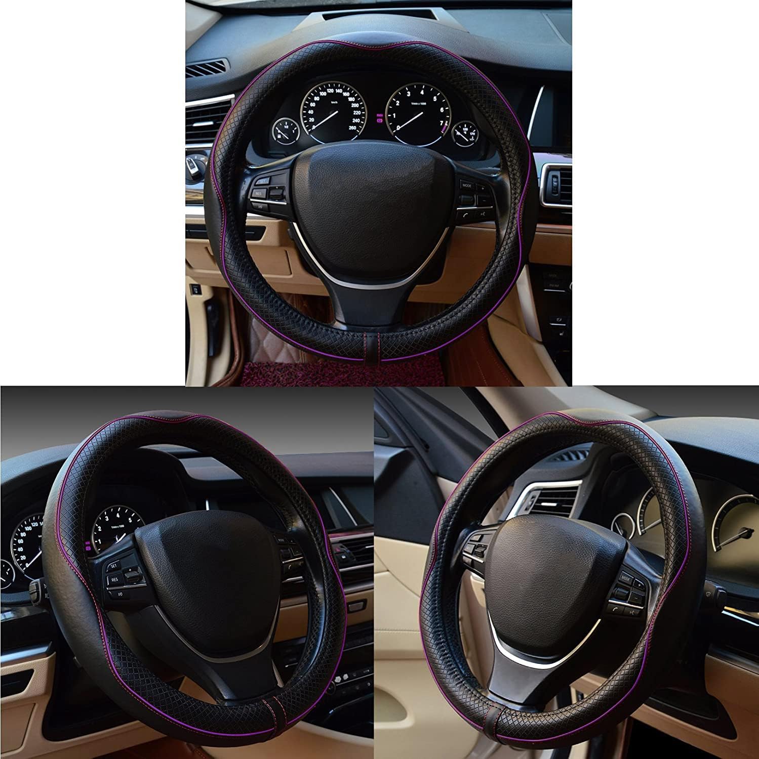 Funda universal para volante de automóvil, funda de cuero antideslizante, protector de volante de estilo deportivo, accesorios interiores de
