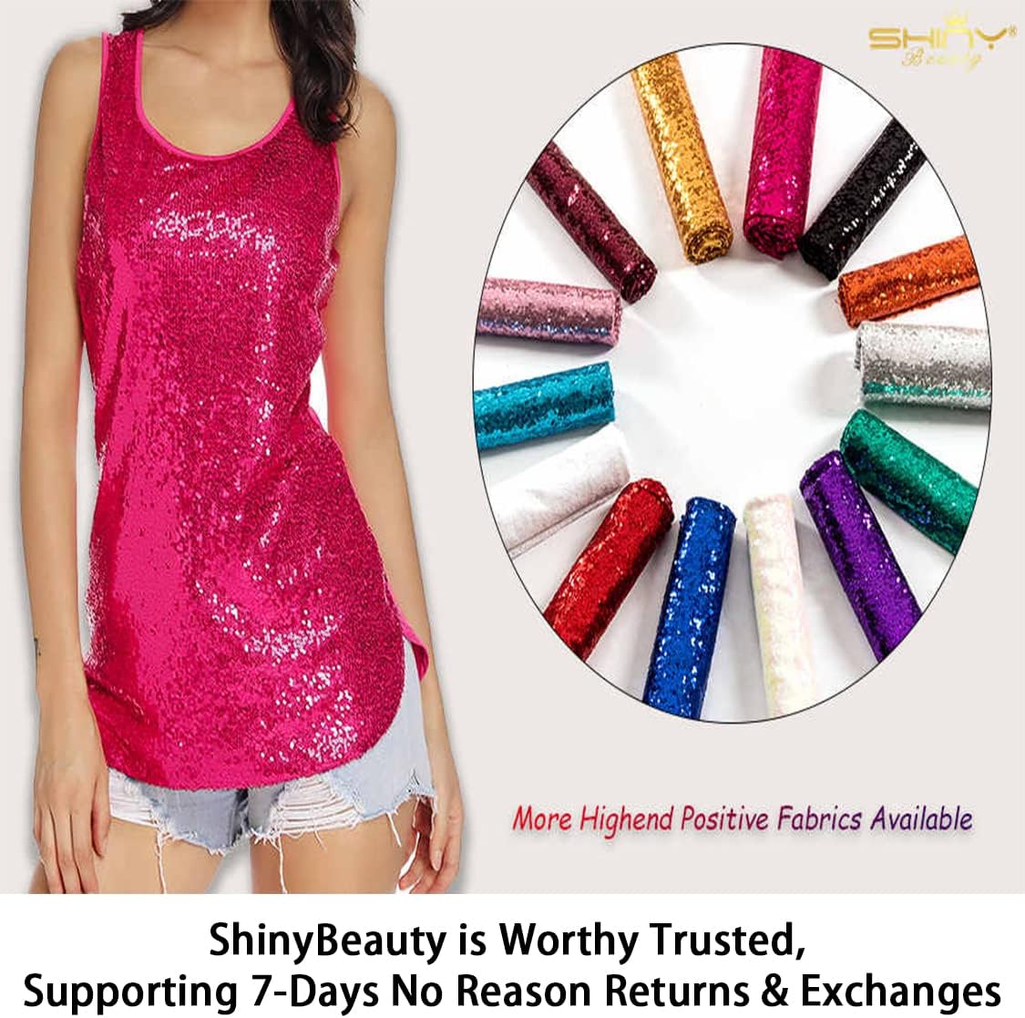 ShinyBeauty The Yard – Tela de lentejuelas rosa intenso de 1 yarda, tela de lentejuelas de malla, tela de lentejuelas de tela de lentejuelas de The