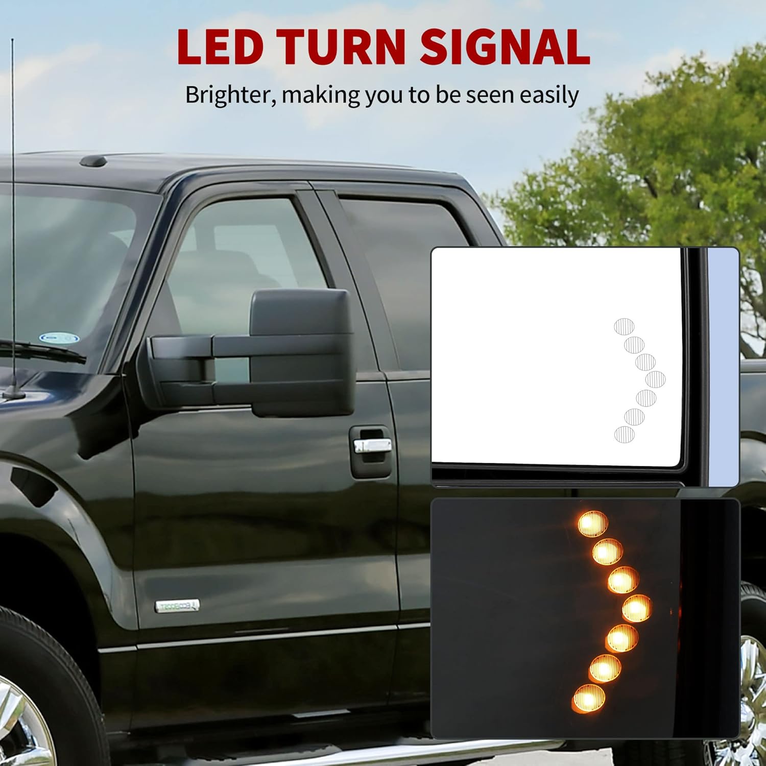 YITAMOTOR Espejos de remolque compatibles con Chevy Silverado 1500 2014-2018, GMC Sierra 2500 HD  3500 HD 2015-2018, espejos de remolque LED, luces