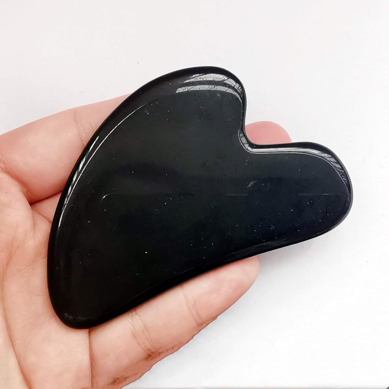Herramientas de masaje facial de obsidiana negra natural, pizarra de piedra de guasha de jade de cristal para terapia de acupuntura de spa,