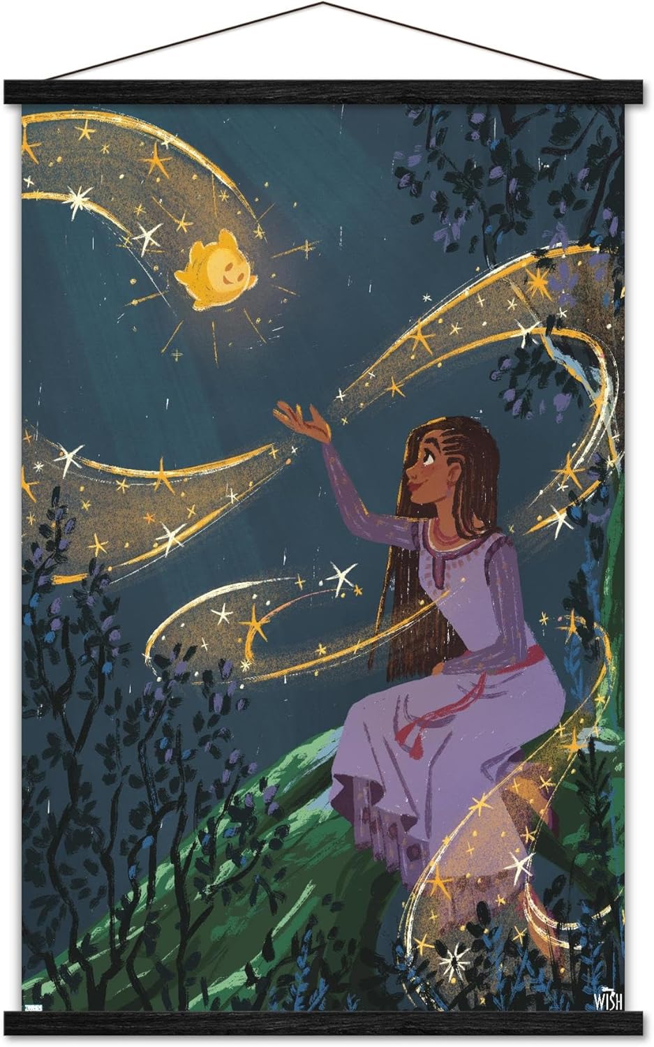 Trends International Disney Wish – Póster de collage 2 (Asha & Star), 22.37 x 34.00 pulgadas, paquete de impresión y colgador negro
