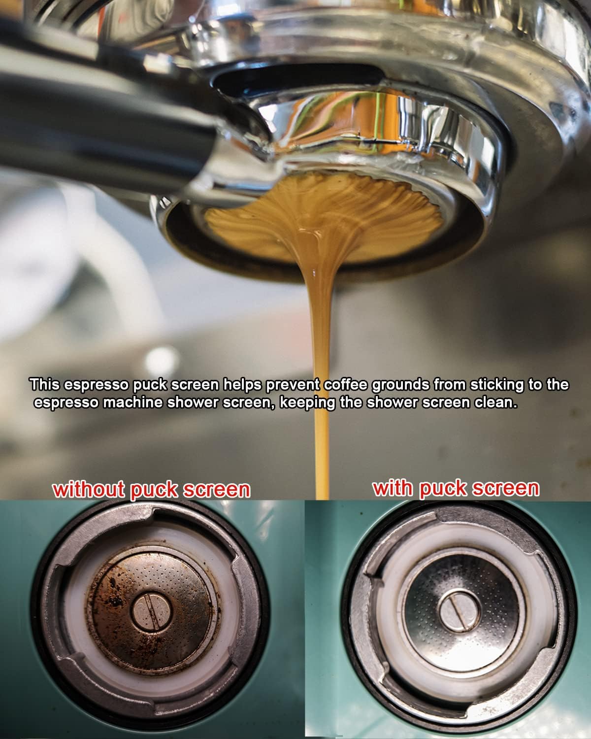 Pantalla de disco de café espresso de 2.106 in, reutilizable, 0.067 in de grosor, acero inoxidable de 100 m, placa de malla de filtro de café