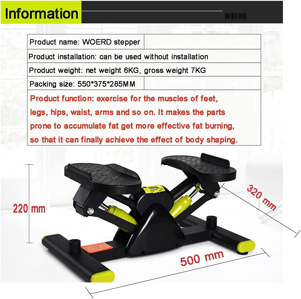 Steppers para ejercicio ejercicio máquina de pasos con monitor LCD Máquina paso a paso Fitness Aeróbico Stepper Pequeño y compacto Equipo de