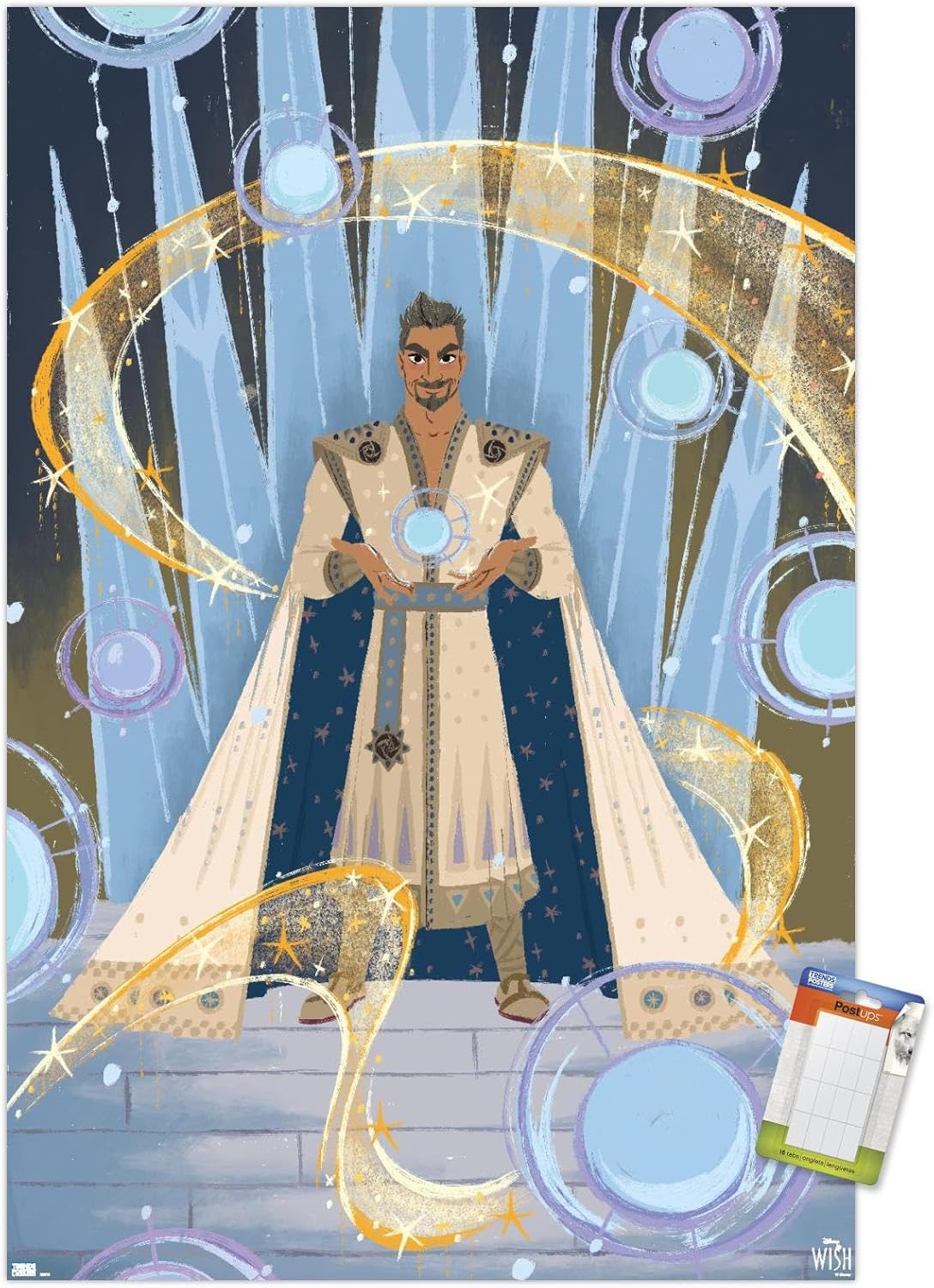 Trends International Disney Wish – Póster de collage 4 (King Magnifico), póster de pared, 22.37 x 34.00 pulgadas, paquete de póster y montaje prémium