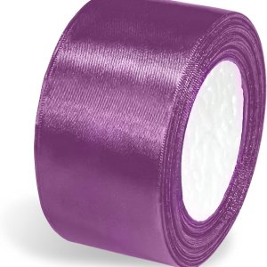 Cinta lila de 2 pulgadas x 25 yardas, cintas de satén de doble cara de 2 pulgadas para manualidades, envoltura de regalos, ideal para el día de la Cinta lila de 2 pulgadas x 25 yardas, cintas de satén de doble cara de 2 pulgadas para manualidades, envoltura de regalos, ideal para el día de la