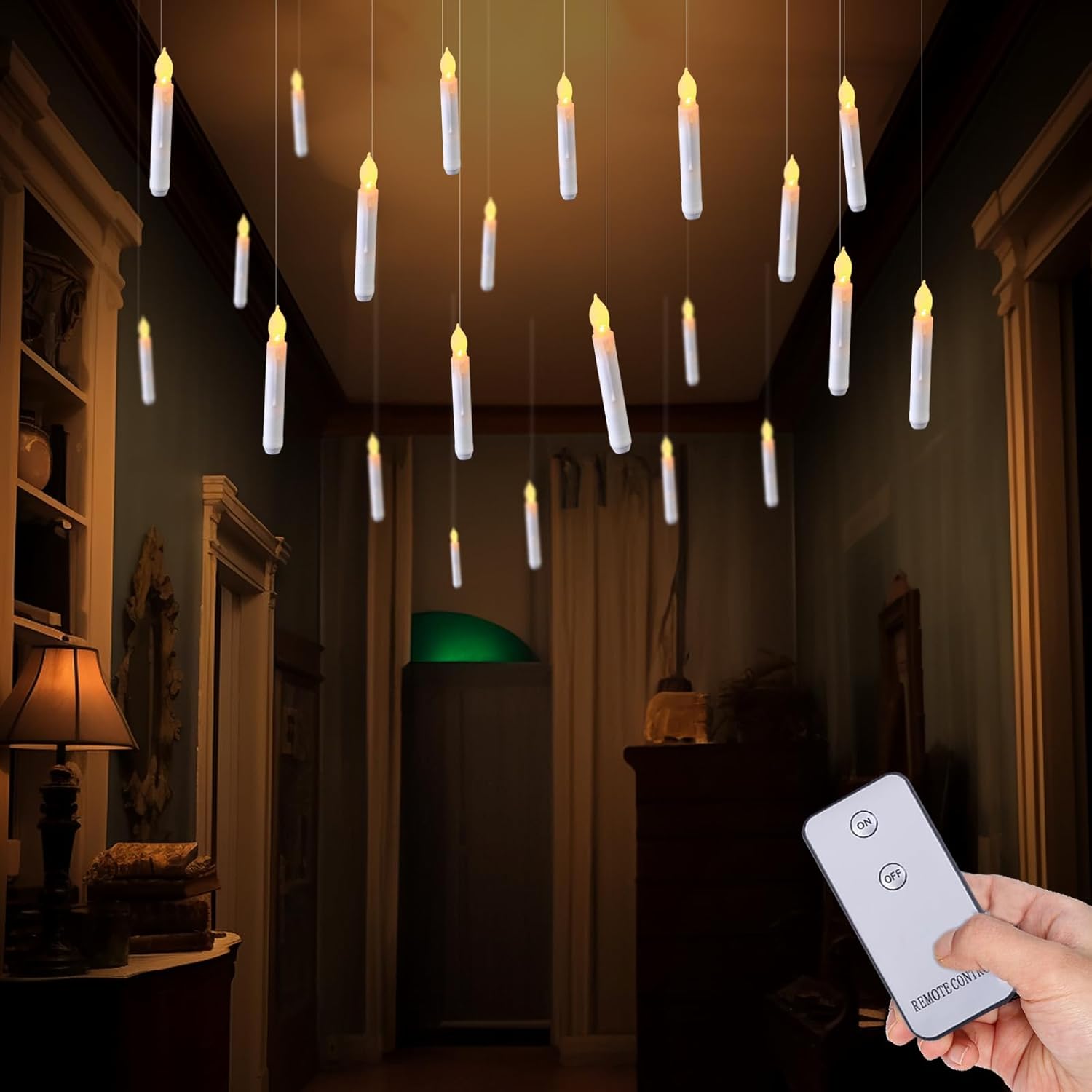 Raycare LED Flameless Taper Candles Battery Operated with Remote, Flameless Taper Window Candles Flickering Warm White Light, Set of 12 Fake Candles