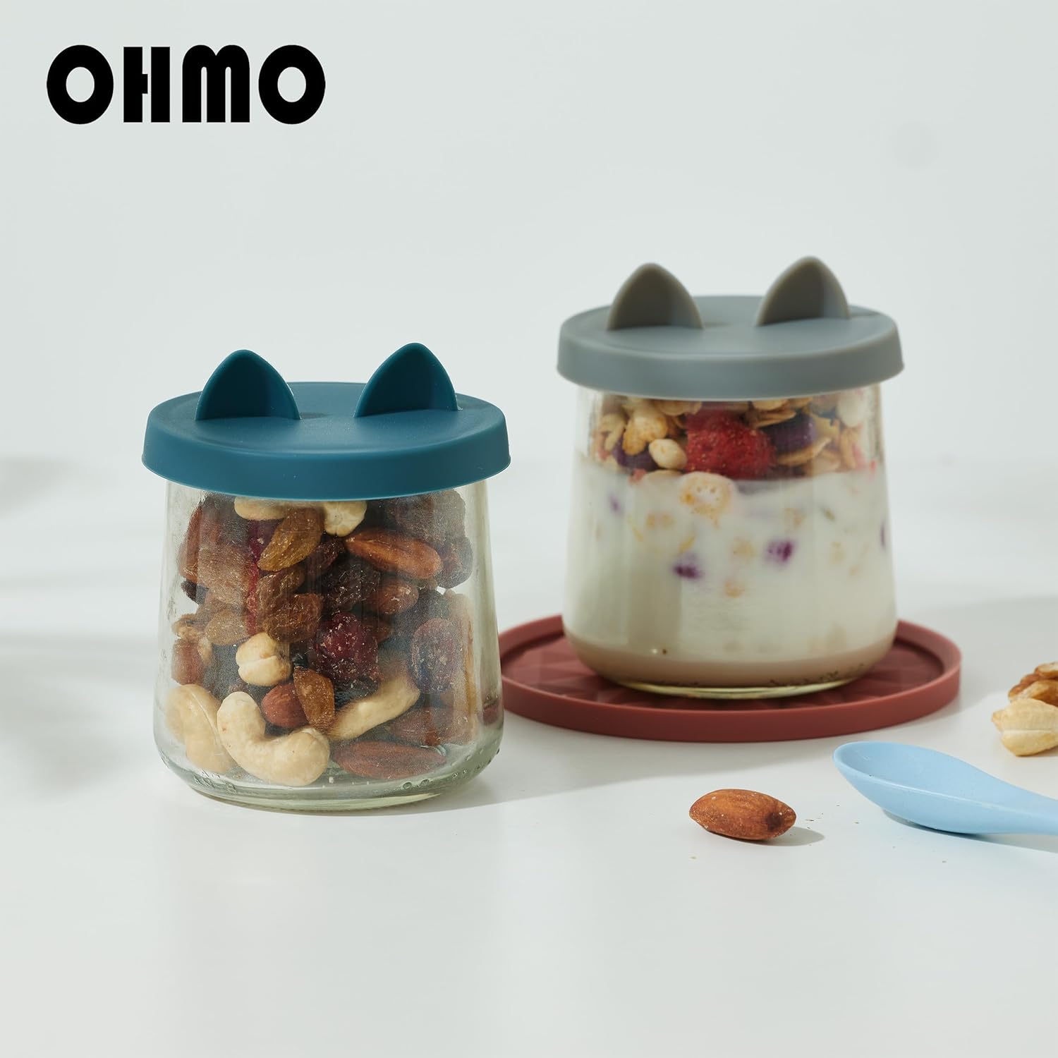OHMO for Oui – Tapas para tarros de yogur  Paquete de 12 tapas Oui para recipiente de yogur Yoplait, cubiertas de silicona selladas a prueba de