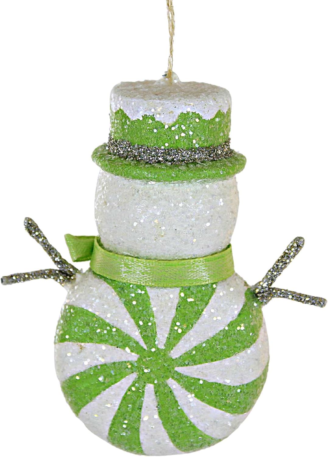 Bethany Lowe Adorno de muñeco de nieve de menta verde, nariz de zanahoria navideña de poliresina, un adorno de 3.5 pulgadas, Tf2284, verde