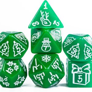 HDdais Dados de Navidad con 7 troqueles poliédricos DND con árbol de Navidad y patrón de muñeco de nieve adaptados para Dungeons and Dragons MTG HDdais Dados de Navidad con 7 troqueles poliédricos DND con árbol de Navidad y patrón de muñeco de nieve adaptados para Dungeons and Dragons MTG