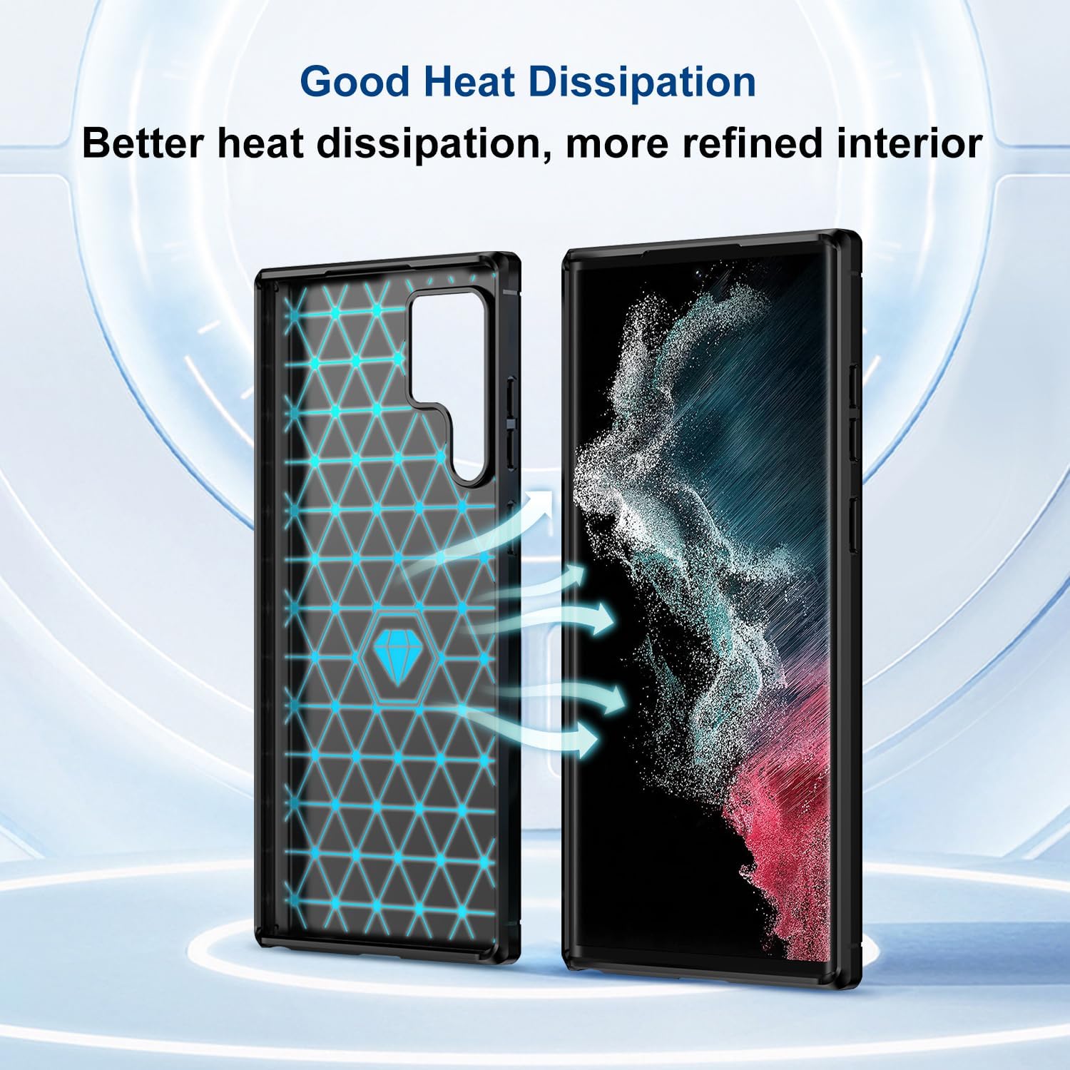 Funda compatible con Samsung Galaxy S22 Ultra 5G, funda delgada para teléfono con absorción de golpes, funda protectora de goma TPU de fibra de