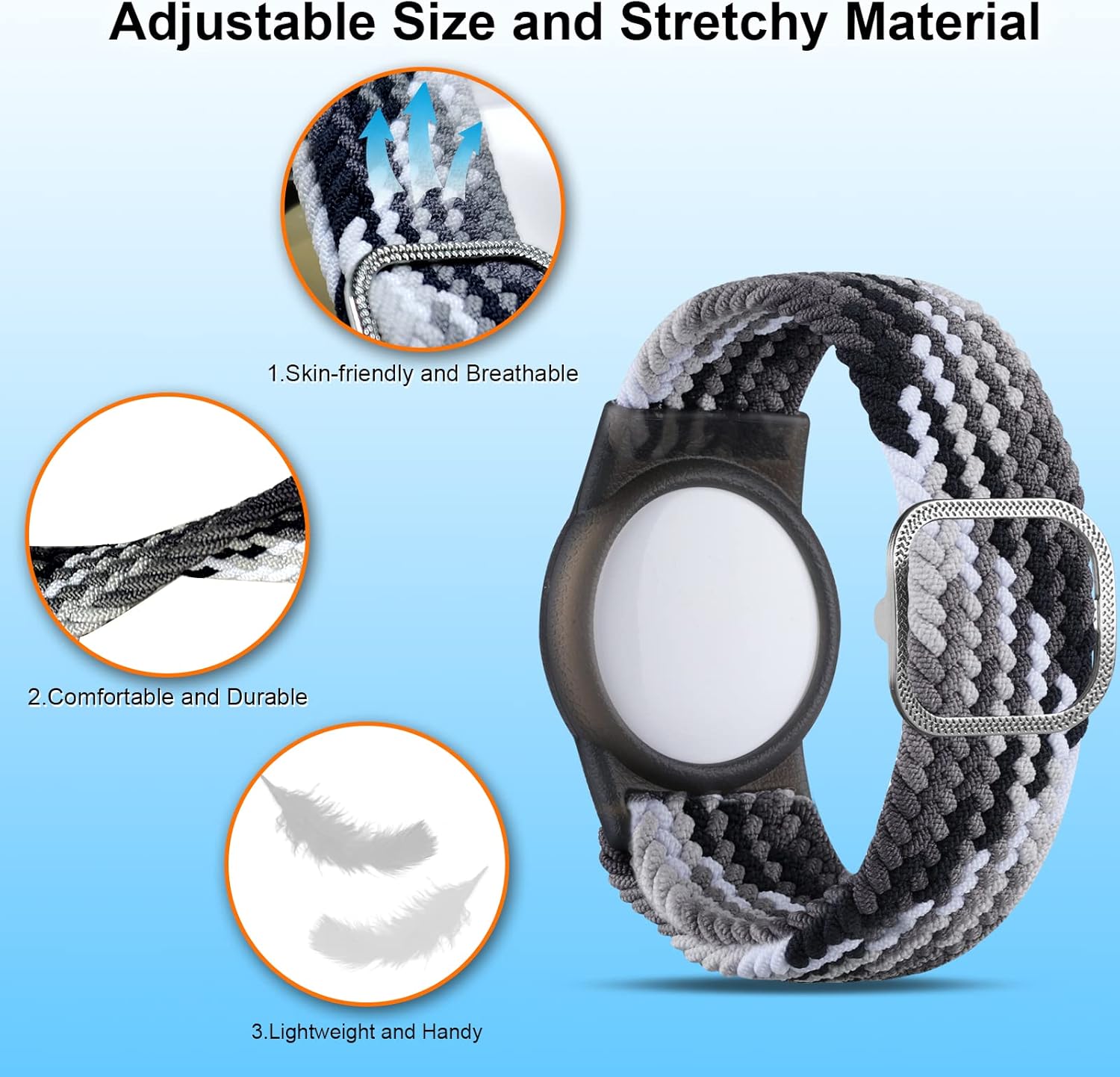 Yizhet Pulsera compatible con Airtag, pulsera ajustable para Airtag, correa de reloj Airtag suave para niños, adolescentes y ancianos