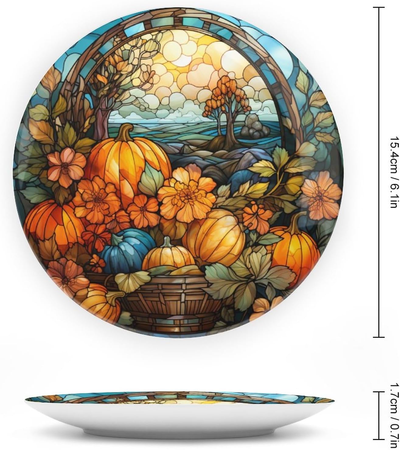 Plato de cosecha de otoño de calabaza para decoración de pared de oficina en casa, plato decorativo con soporte de exhibición, adorno de cerámica,
