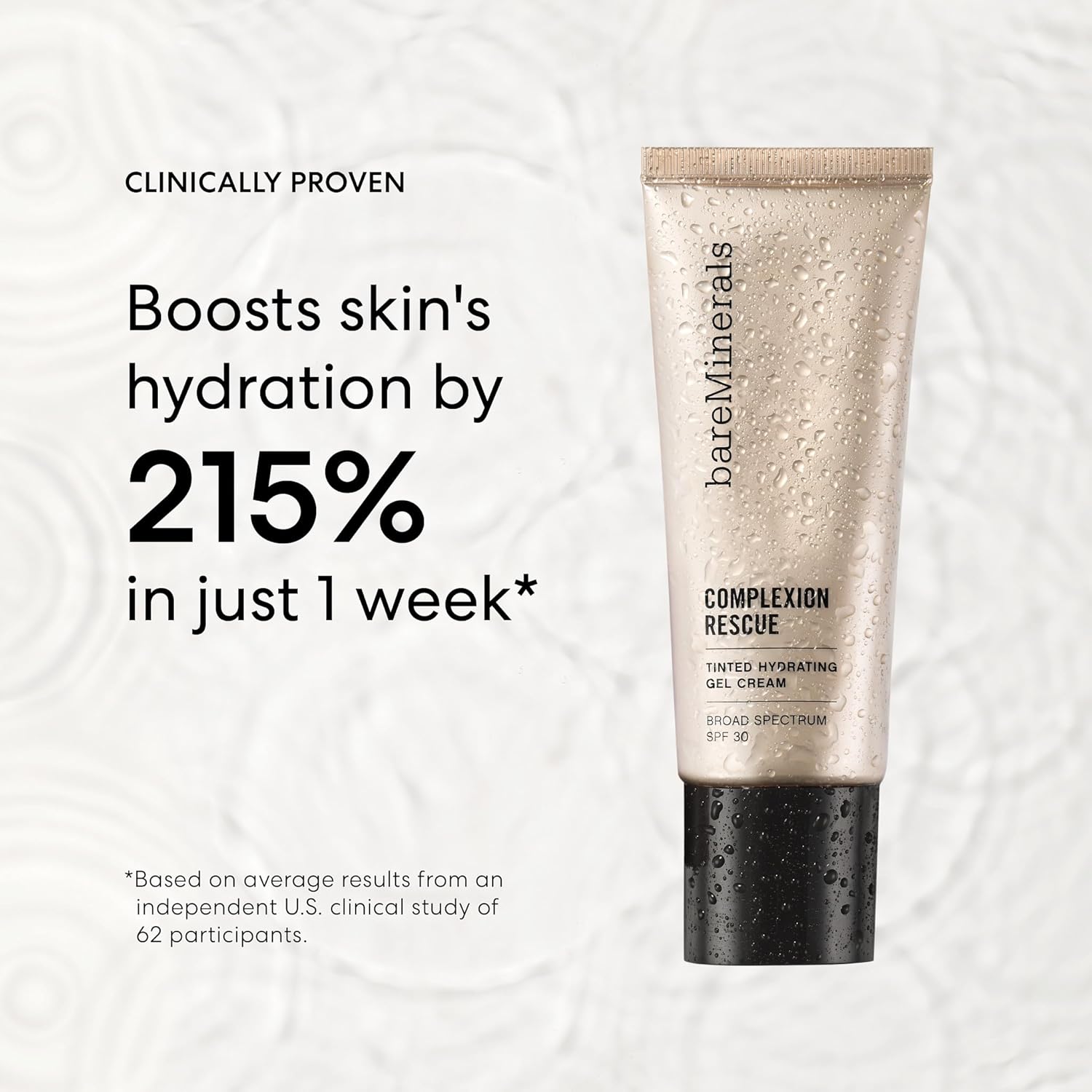 bareMinerals Complexion Rescue – Hidratante tintado para rostro con SPF 30 + ácido hialurónico, protector solar mineral tintado hidratante para