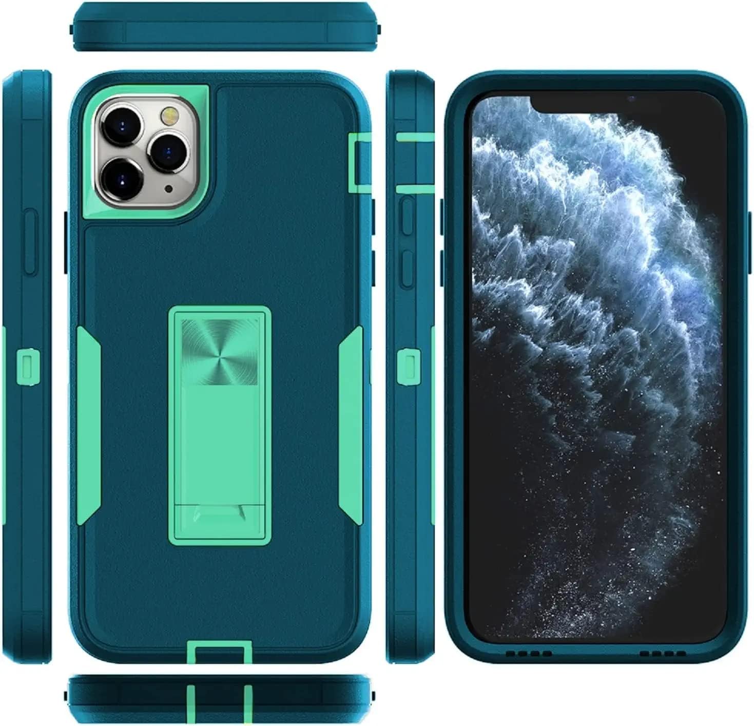 wulibox Funda de diseño profesional para iPhone 11 Pro Max con soporte, protección contra caídas de grado militar, apta para soporte magnético de