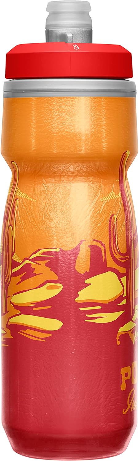 CamelBak Podium Chill Botella de agua aislada para bicicleta, botella fácil de apretar, se adapta a la mayoría de jaulas de bicicleta, 21 onzas,