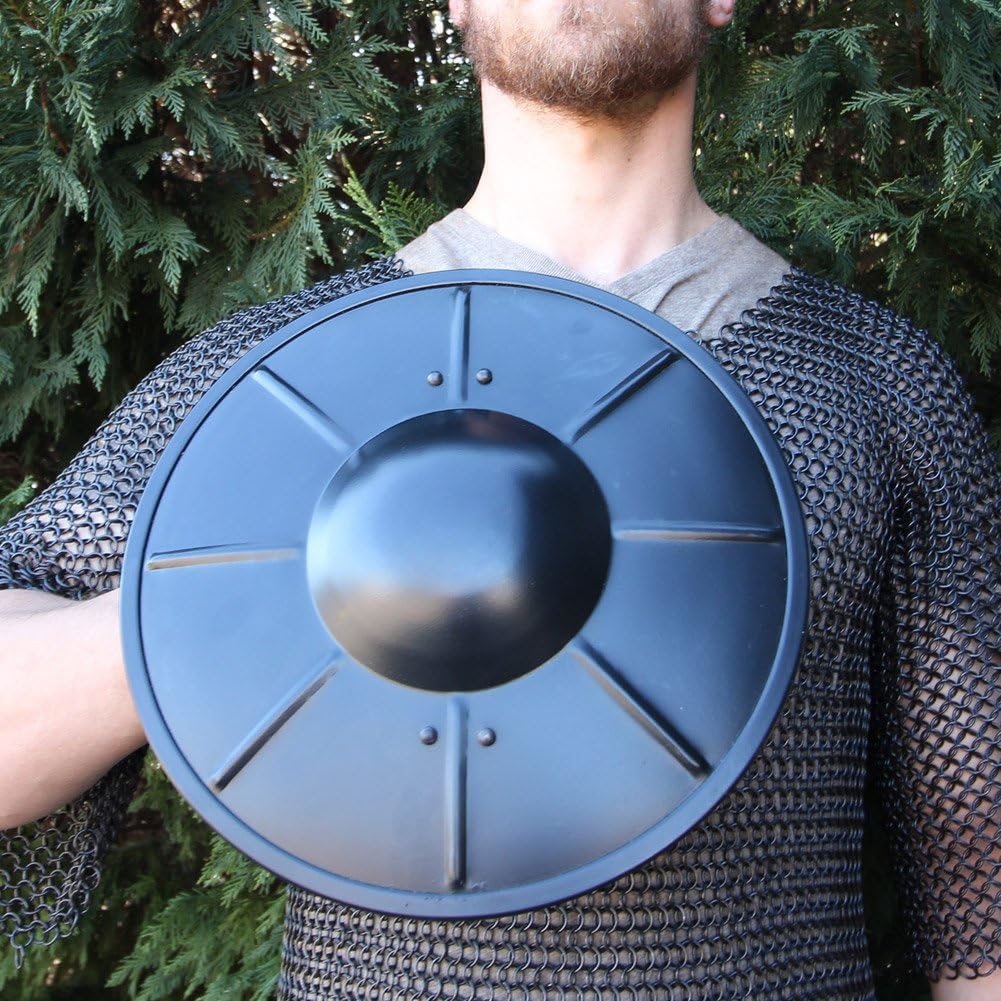 Armory Replicas – Colección de escudos Buckler Medieval Antiguos – Defensa de combate cercano, negro (Dull Black)