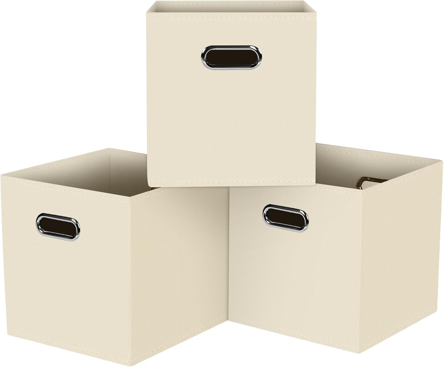 Cubos de almacenamiento plegables negros, caja de almacenamiento de tela, cestas organizadoras con asas dobles para organizador del hogar, juego de
