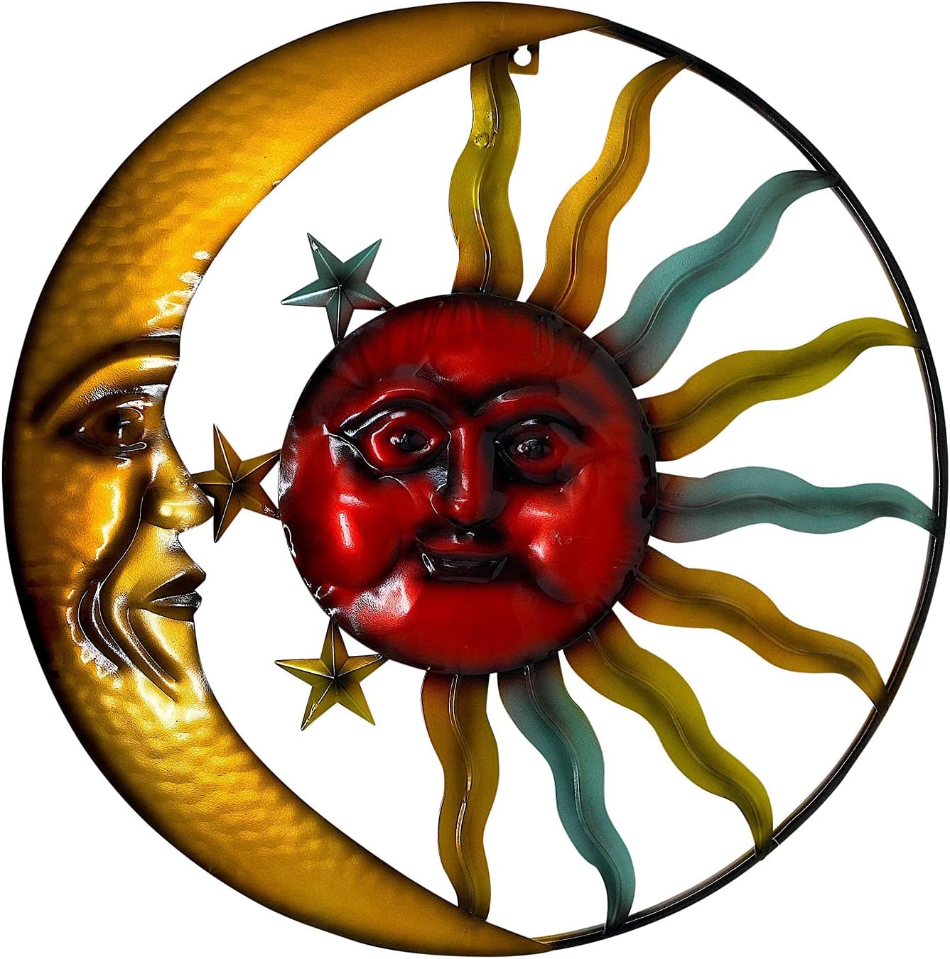 STC World Sunface Moon Stars Celestial Metal Art Interior Exterior Wall Garden Decor 20″