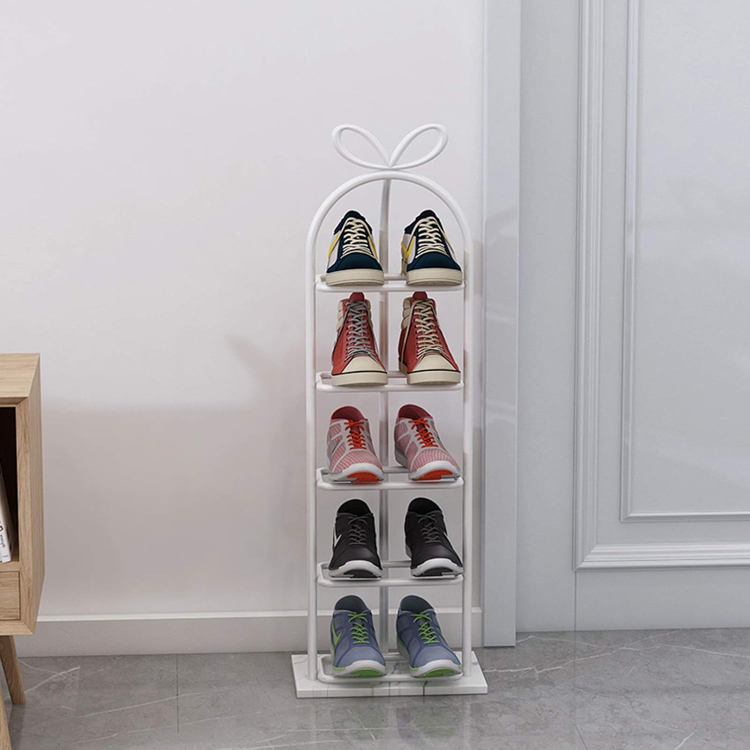 Shoe RacksShoe Shelf Organizer 5-story Metal Shoe Rack Space-saving Household Indoor Shoe Rack Marble Base Storage Rack Shelf for Living Room