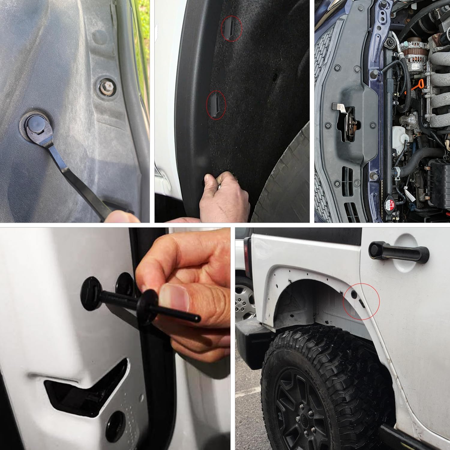 GOOACC 60 piezas de clips de moldeo para guardabarros 68039280-AA, 55156429-AA, 6503598,6501559 repuesto para Jeep Wrangler Chrysler Ford GMC con 1