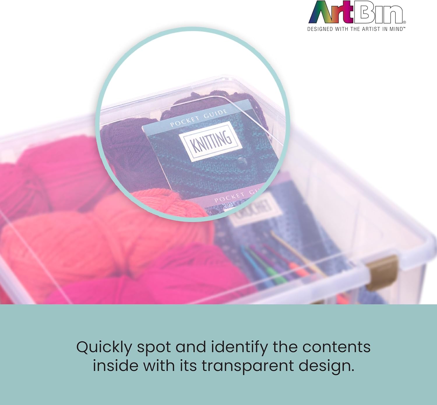 ArtBin Caja organizadora transparente para manualidades, color oro rosa