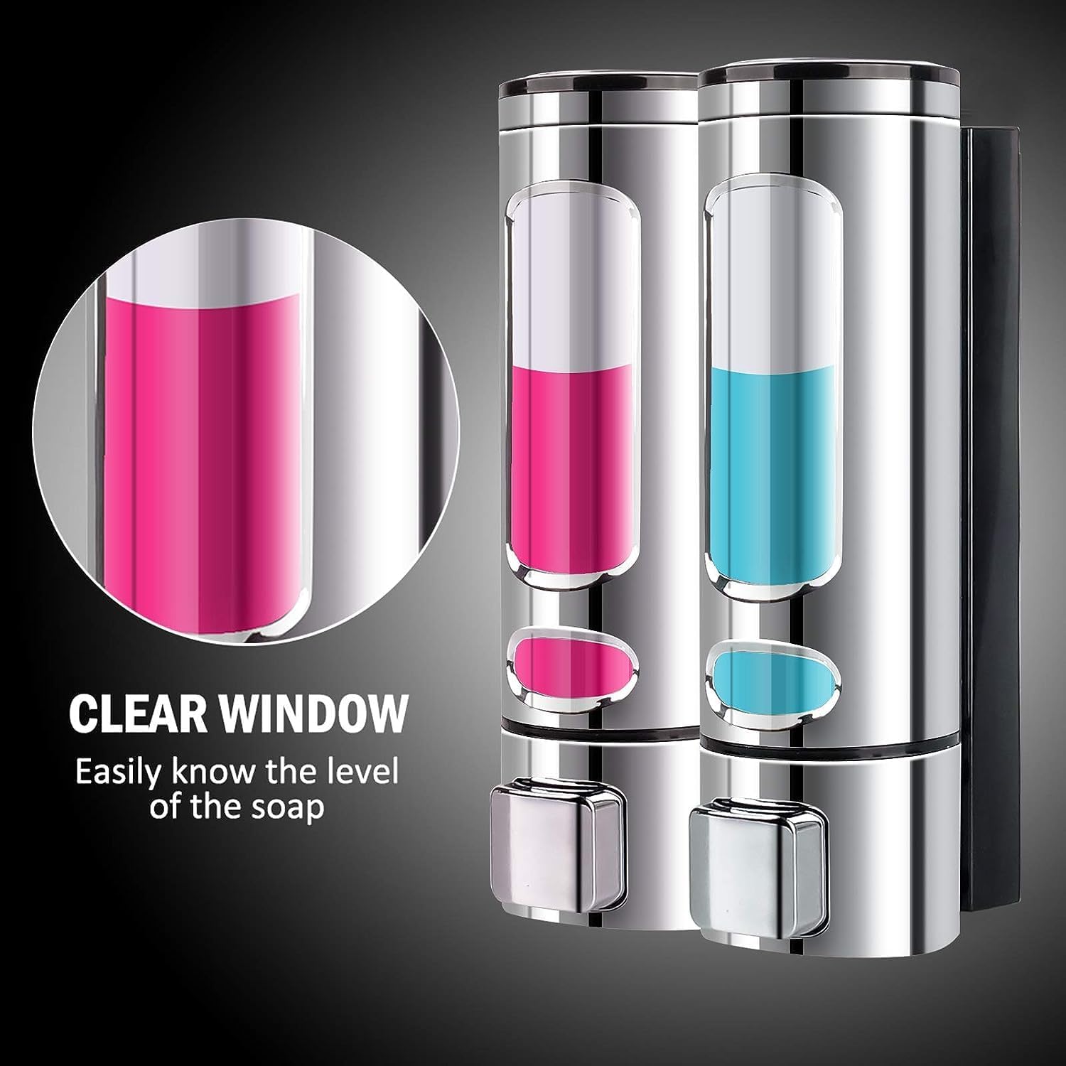 Dispensador de champú para pared de ducha, dispensador de jabón de ducha de 3 x 13.5 onzas montado en la pared, dispensador de champú de ducha de 3