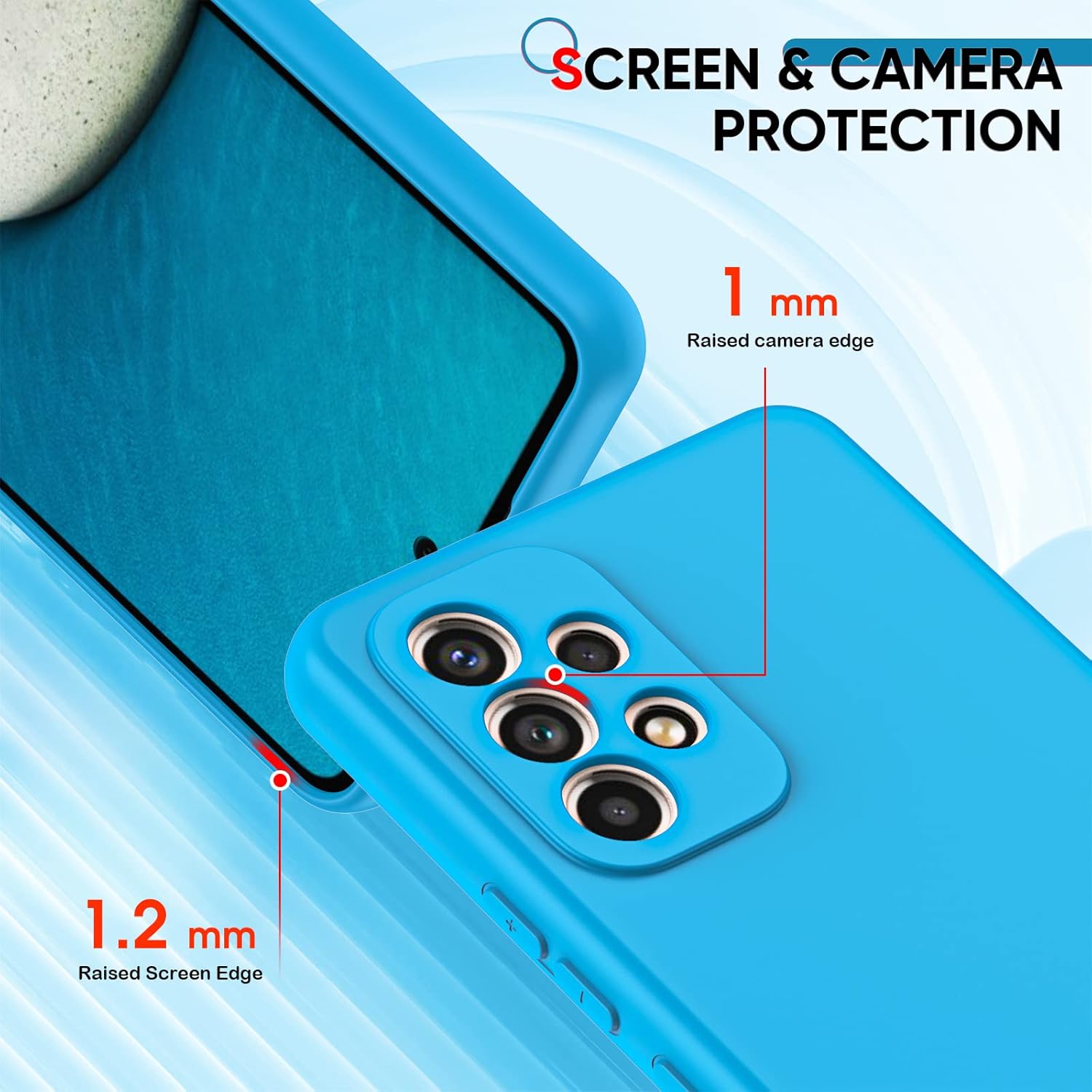 LeYi Funda para Samsung Galaxy A53 5G, funda para teléfono Samsung A53 5G con 2 unidades Protector de pantalla de vidrio templado, funda de