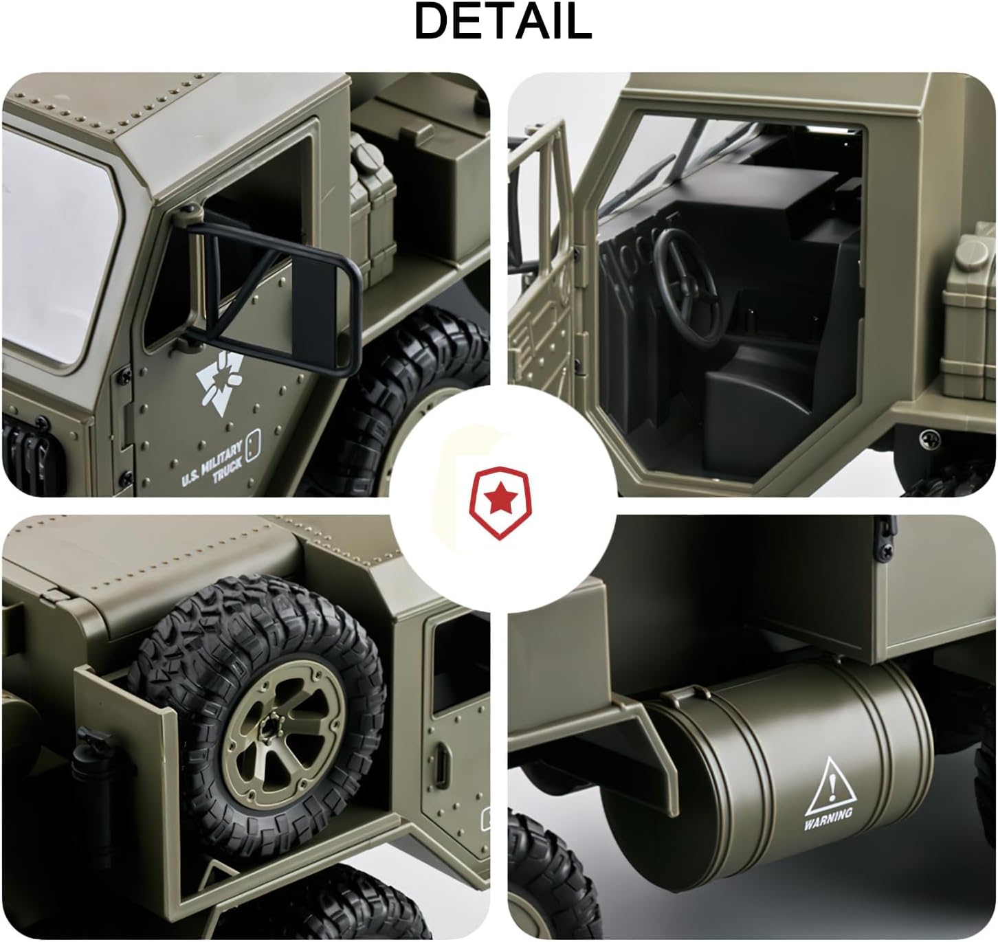 Camión militar RC 6×6 Off Road Vehículo blindado militar Camión táctico 112 Control remoto Rock Crawler Ejército Transporte Camión 6WD Camión con