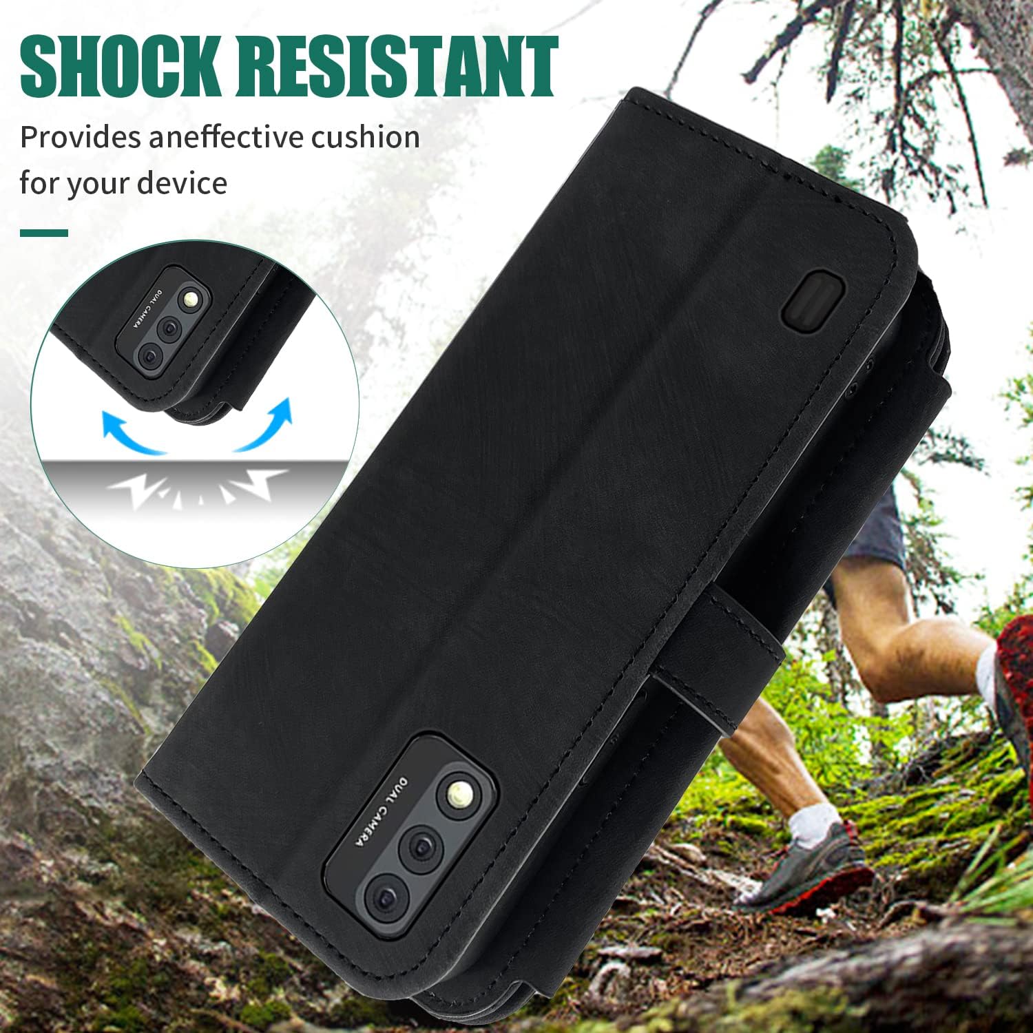 Compatible con Wiko Ride 3 – Funda tipo cartera con 9 ranuras para tarjetas, soporte de cuero retro, soporte para tarjetas, accesorios para